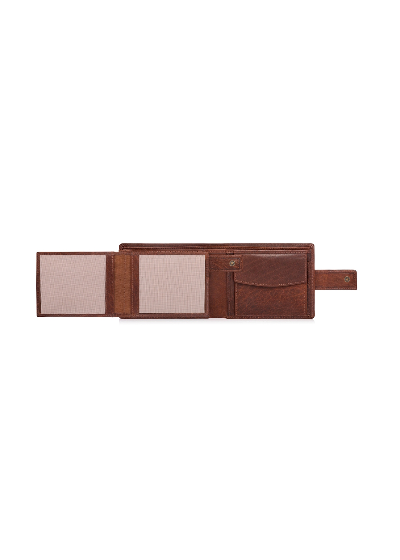 Men's leather wallet in cognac color PORMS-0691-1H(W26), product view inside on white background.