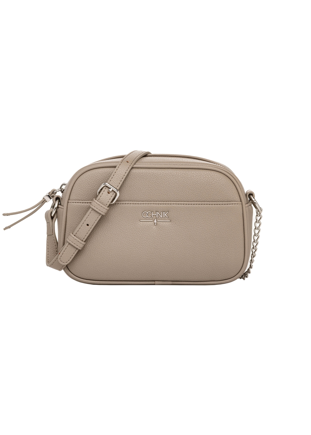 Small women's handbag in cool beige color TOREC-1285-1K(Z26), product view from the front on a white background.