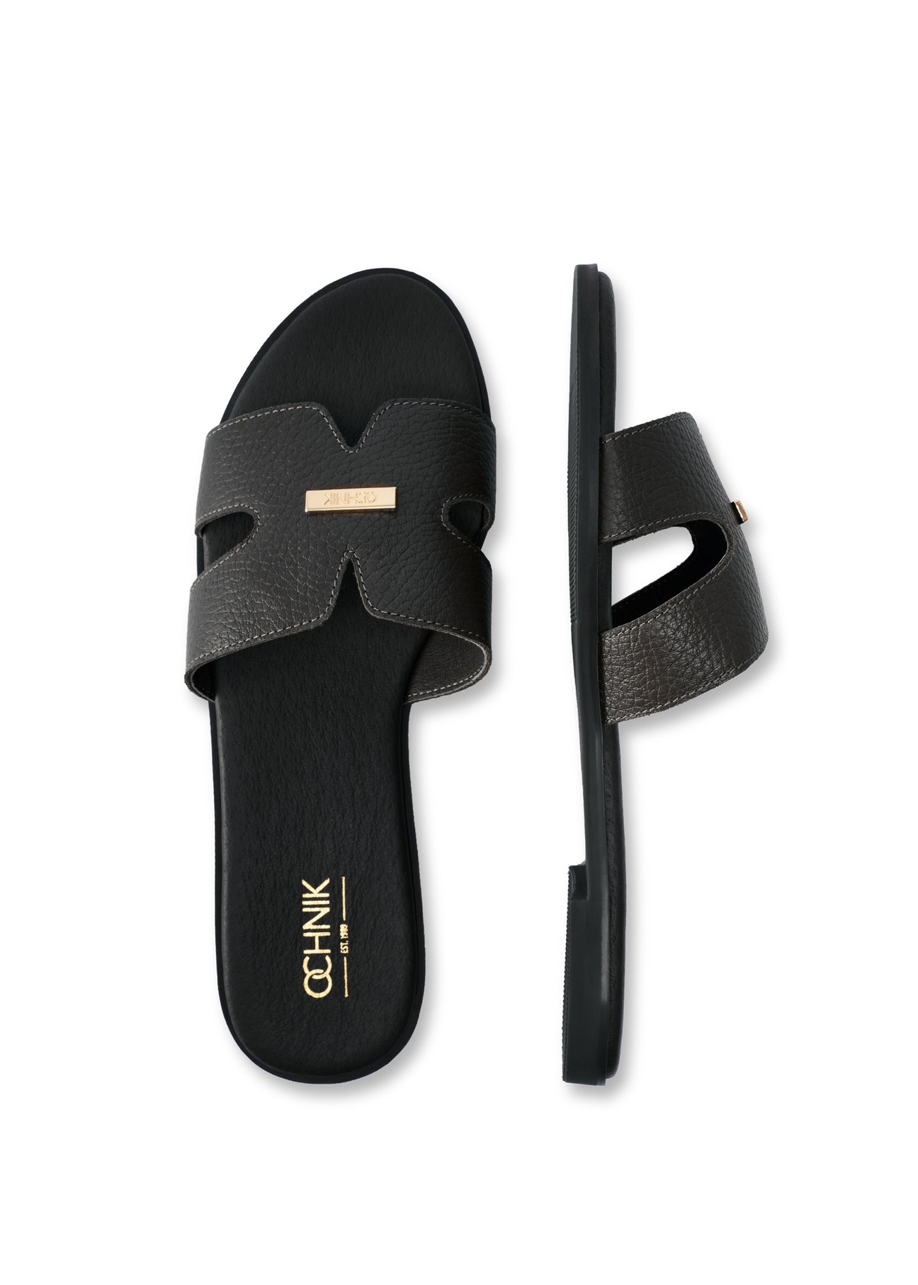 Black women's flip-flops BUTYD-0725D-9I(W26) - front and back view of the product, on a white background.