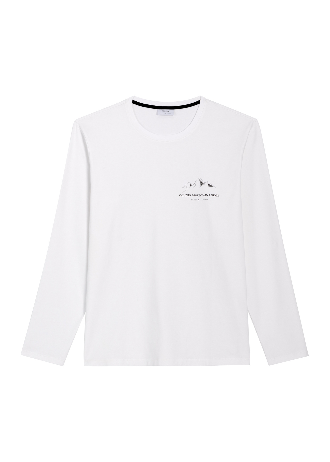 Men's white longsleeve with LSLMT-0014-0A(Z26) print, front product view on a white background.
