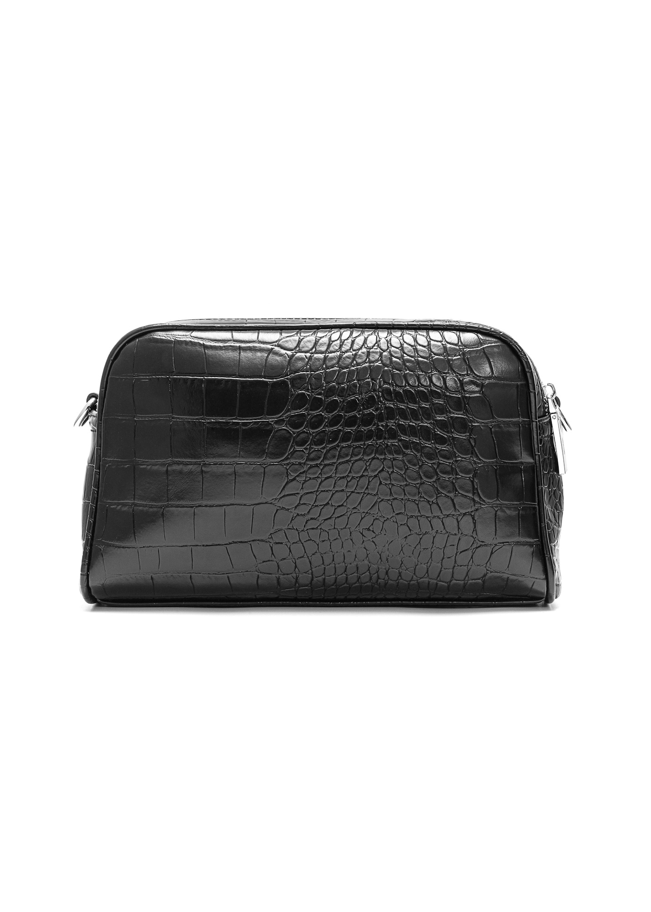 Black compact women's handbag TOREC-1069-99(Z25), product view from the back on a white background.