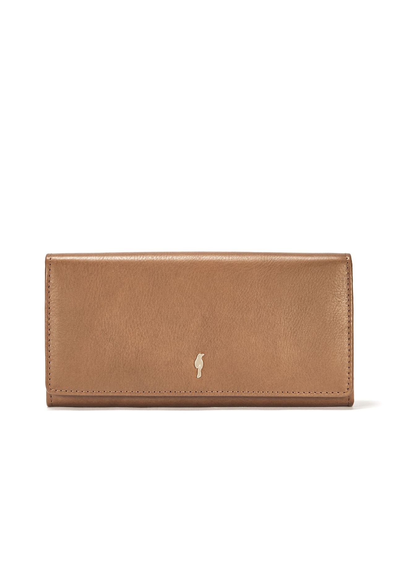 Large brown leather women's wallet PORES-0962-1F(W26), front product view on white background.