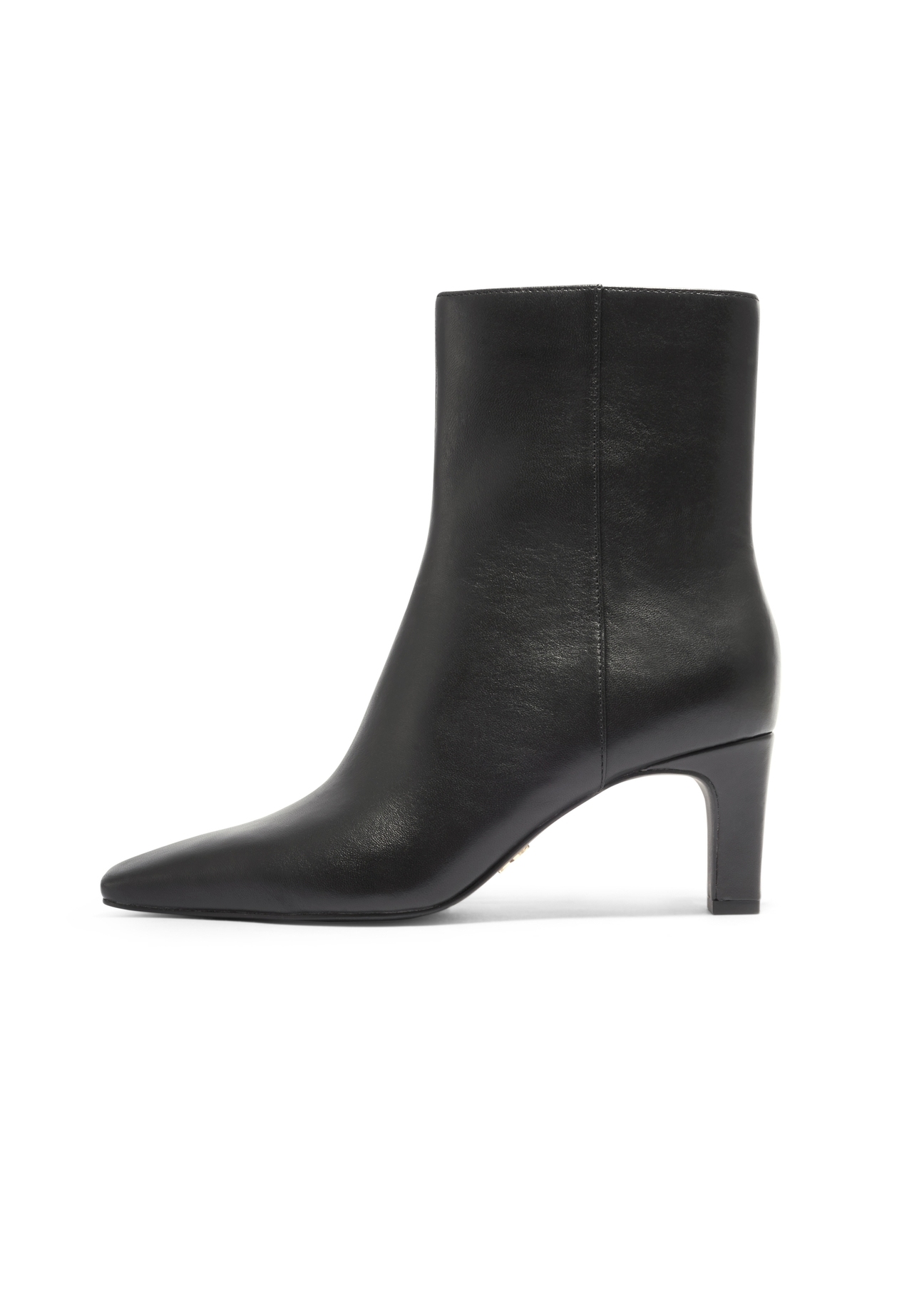 Black leather women's ankle boots BUTYD-1302-99(Z26), side view of the product on a white background.