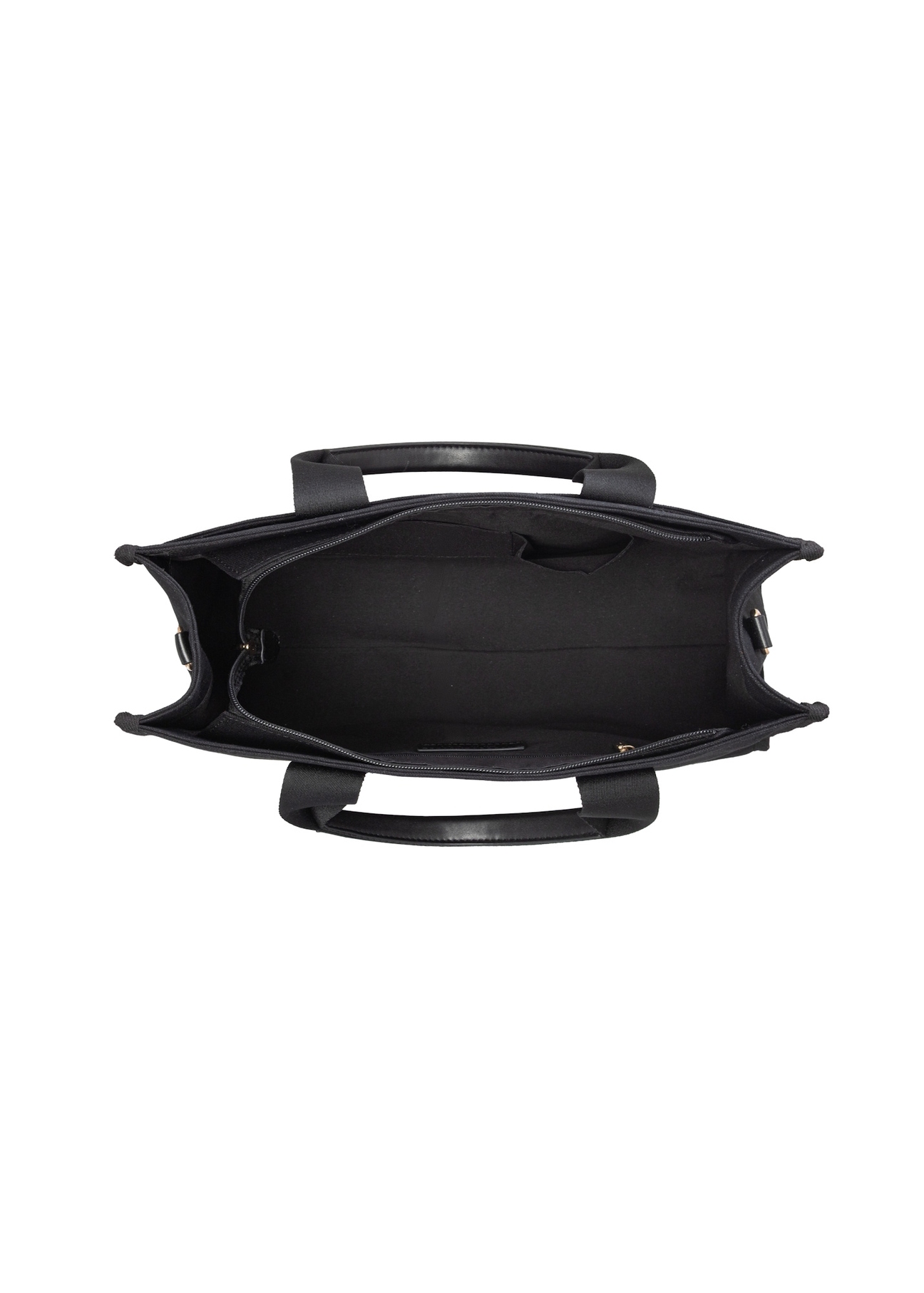 Black cotton women's handbag TOREN-0332-99(W26), product view inside on white background.