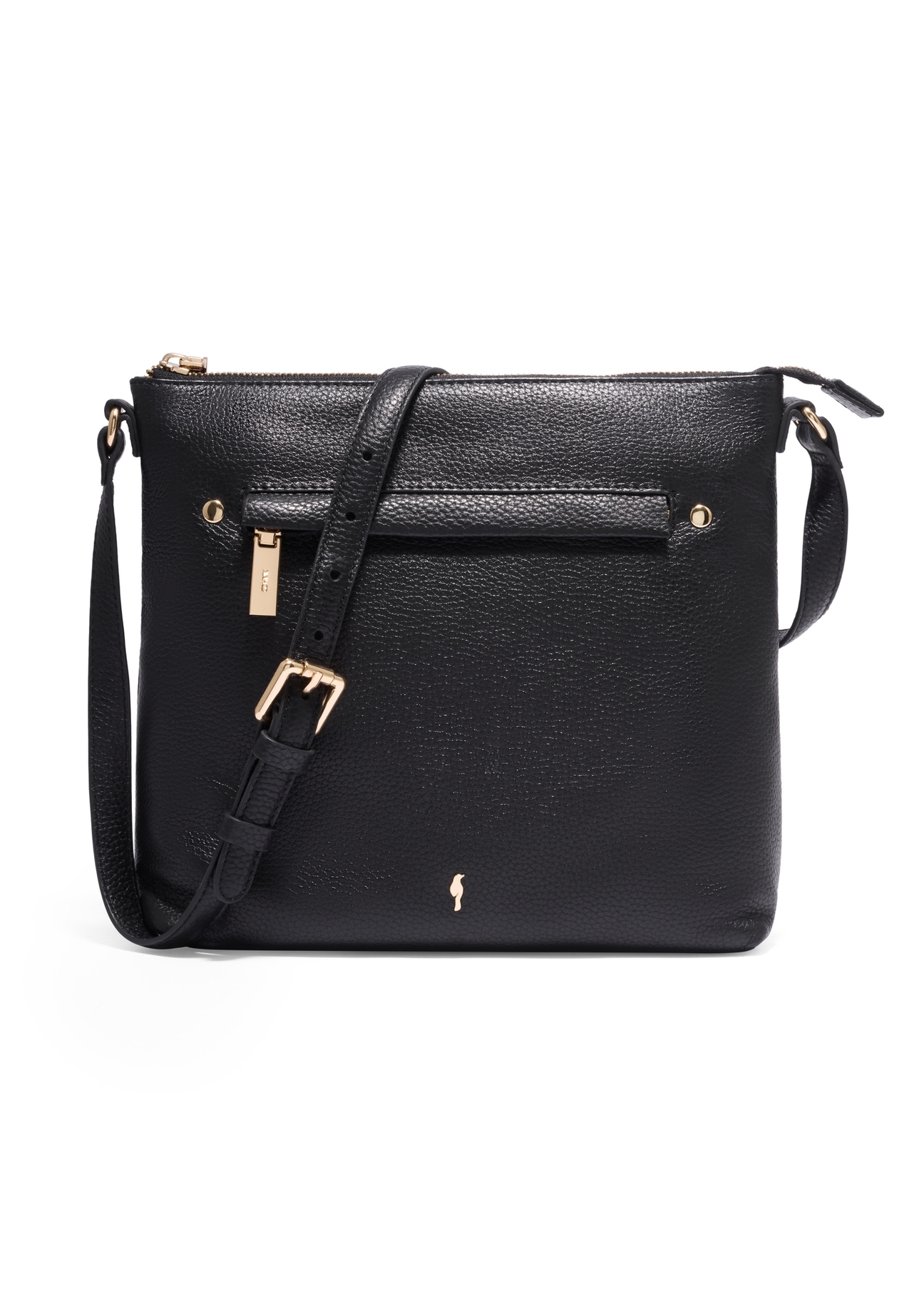 Black women's handbag made of natural pea leather TORES-1425-9I(Z26), front product view on a white background.