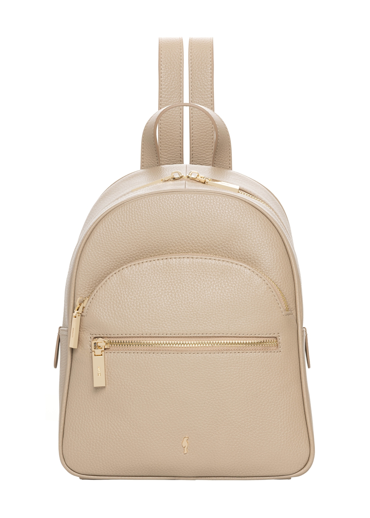 Beige leather women's backpack TORES-1345-1B(Z26). Front view on a white background.