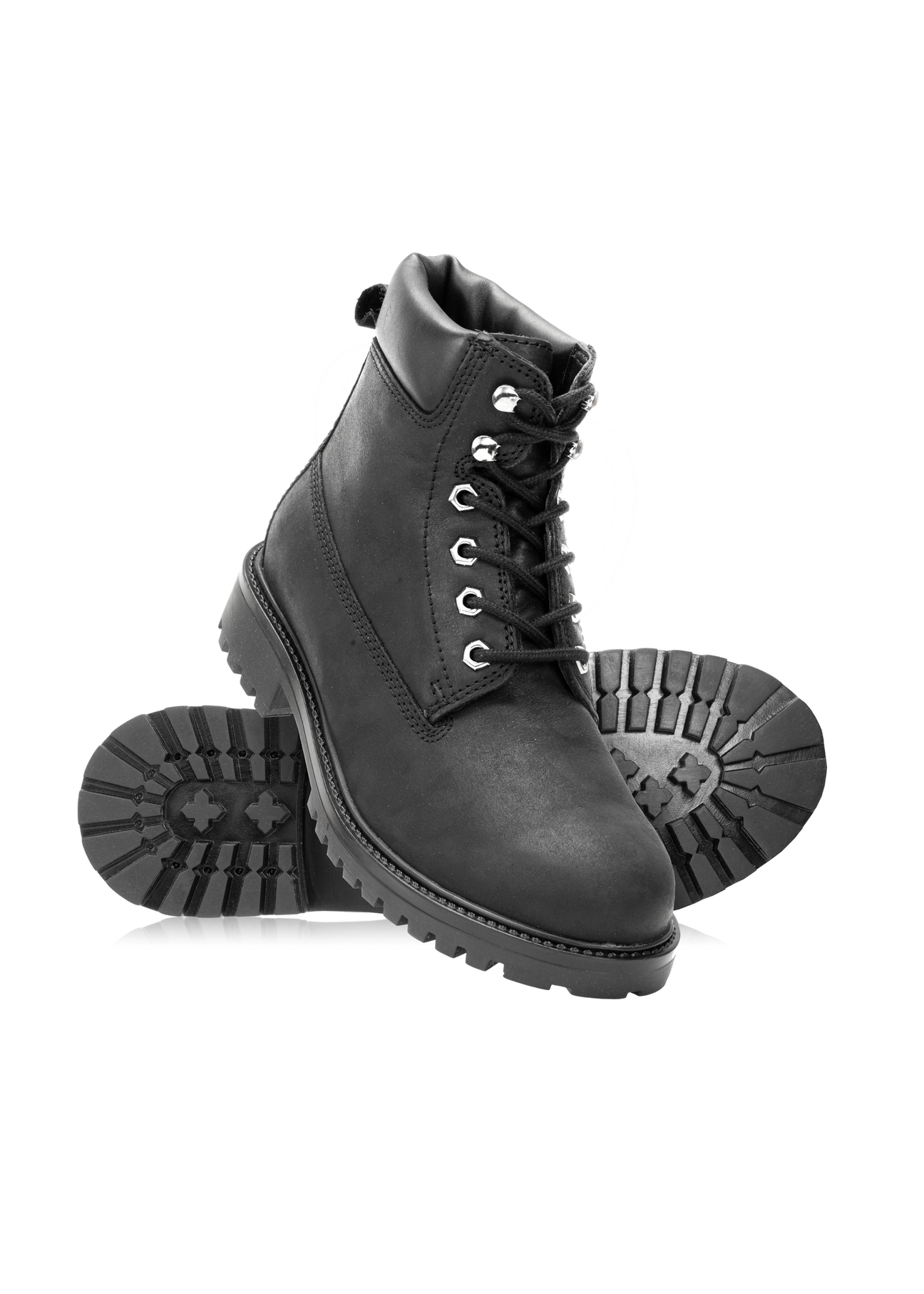 Black leather lace-up men's ankle boots BUTYM-0514-99(Z25)