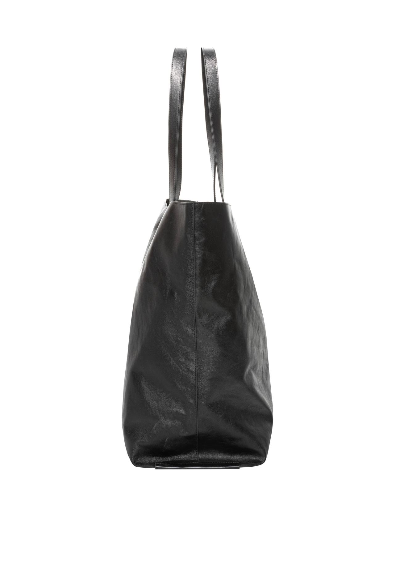 Black large leather shopper bag TORES-1354-99(Z26), side product view on white background.