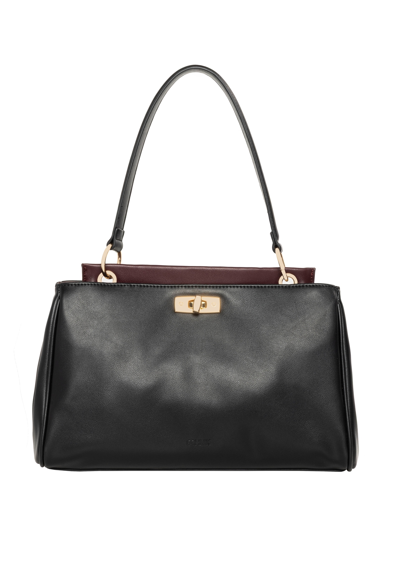 Black women's shoulder bag TOREC-1376-99(Z26), product view from the front on a white background.