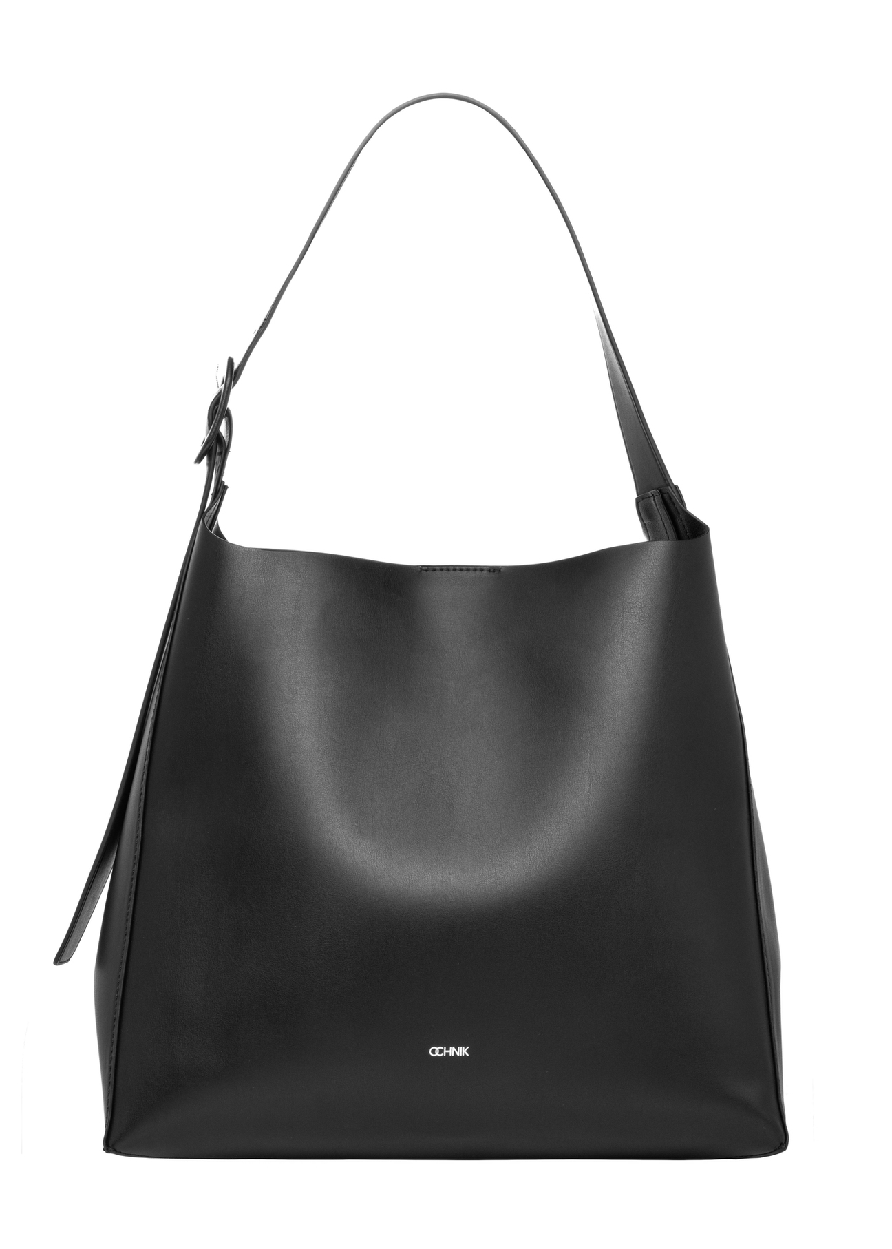 Large black women's shoulder bag TOREC-1337-99(Z26). Front view on a white background.