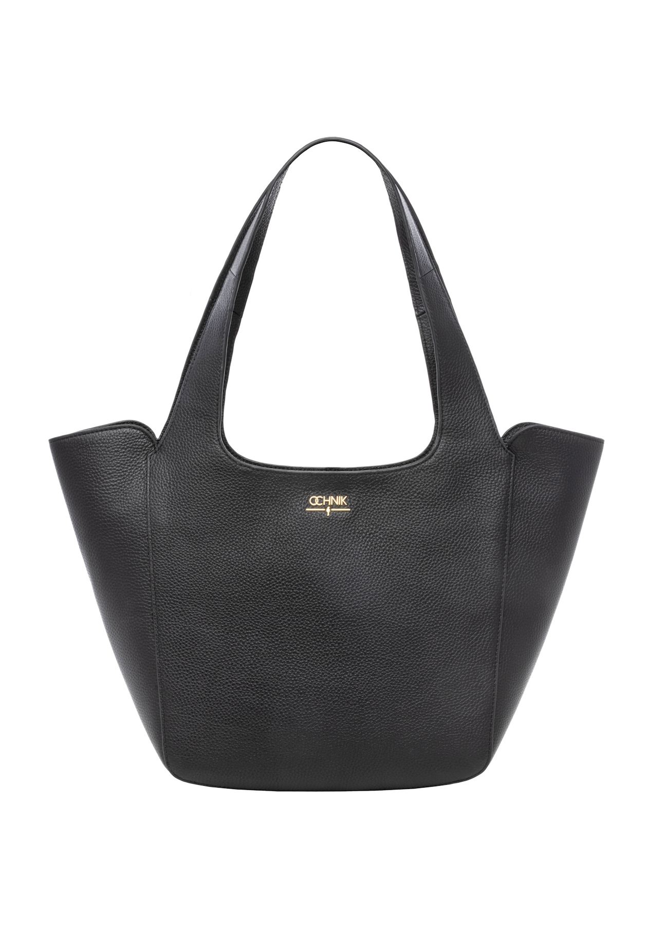 Women's leather black shopper bag TORES-1340-9I(Z26), front product view on white background.