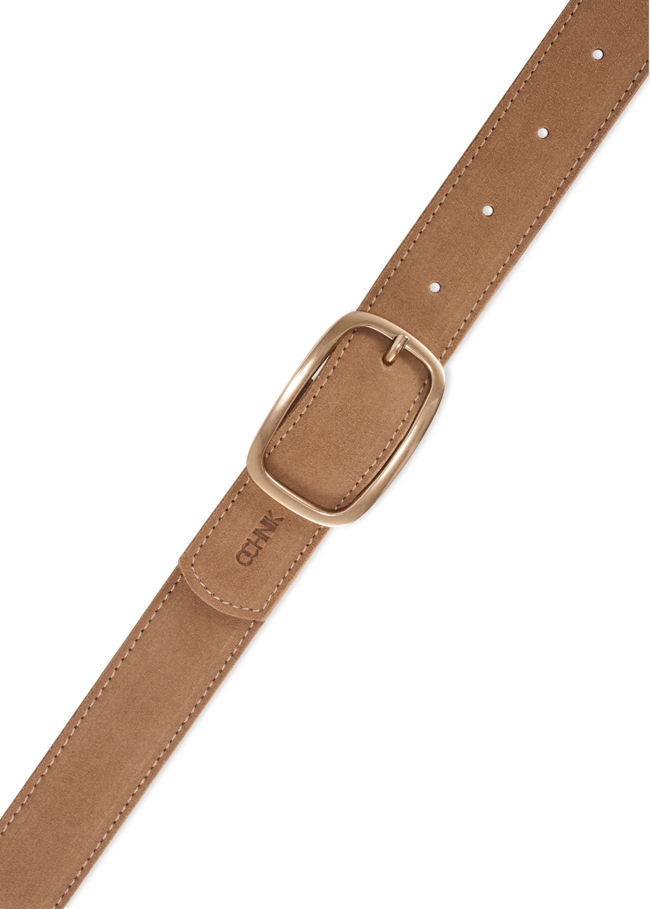 Beige women's leather belt PASDS-0339-1B(W26), view of the buckle of the product on a white background.