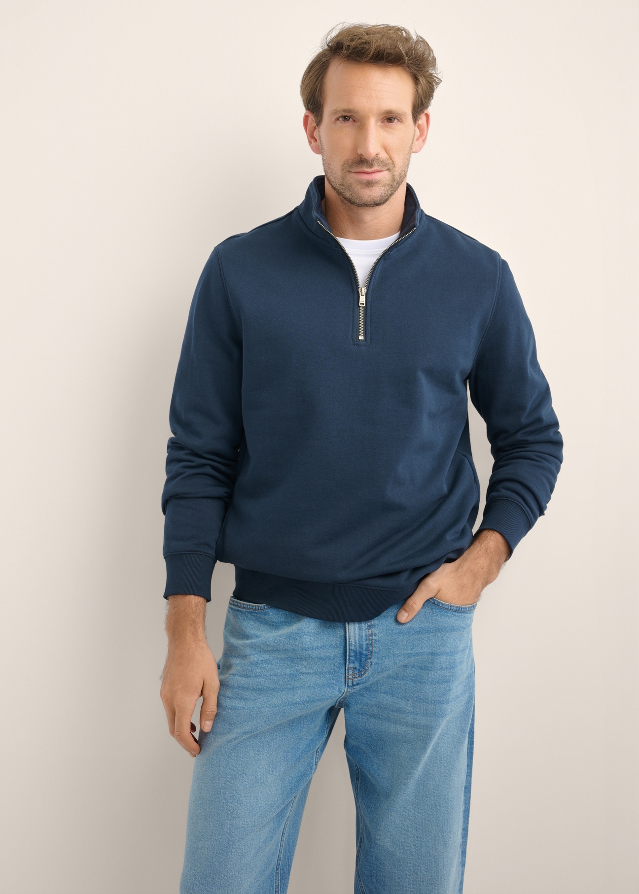 Navy blue knitted men's sweatshirt BLZMT-0084-7E(Z26)