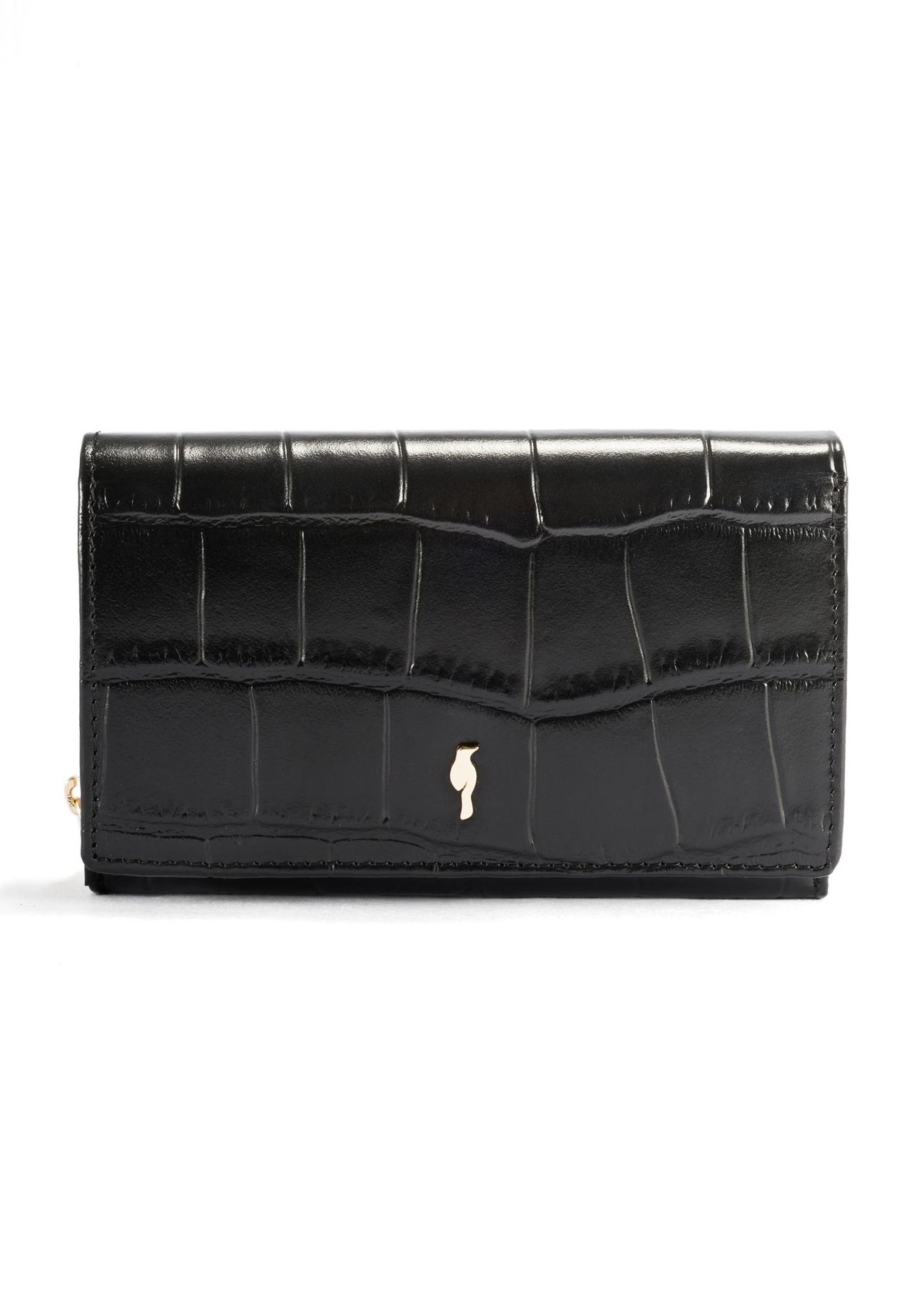 Medium croco leather women's wallet PORES-0907A-97(Z25), front product view on white background.