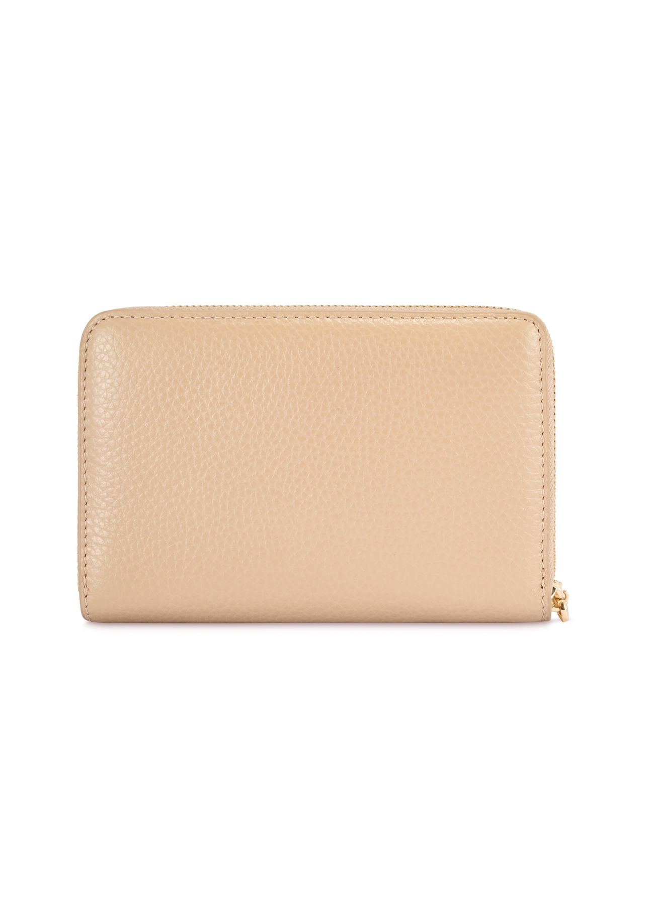 Beige leather medium women's wallet PORES-0898R-81(Z25), product view from the back on a white background.