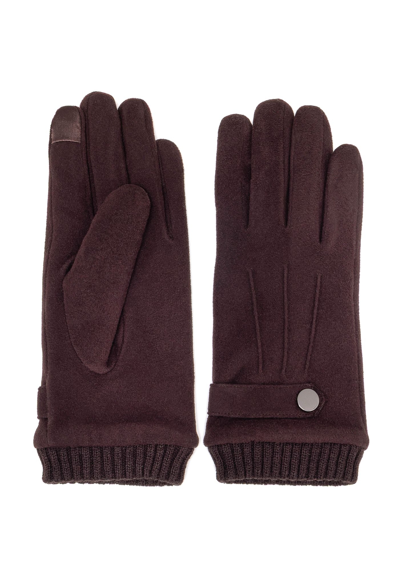 Brown insulated men's gloves REKMS-0077-90(Z25) - front product view on white background.