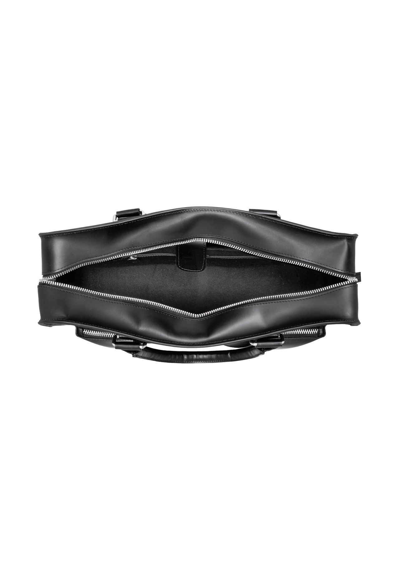 Black leather business briefcase TORMS-0531-99(Z26), product view inside on light background.