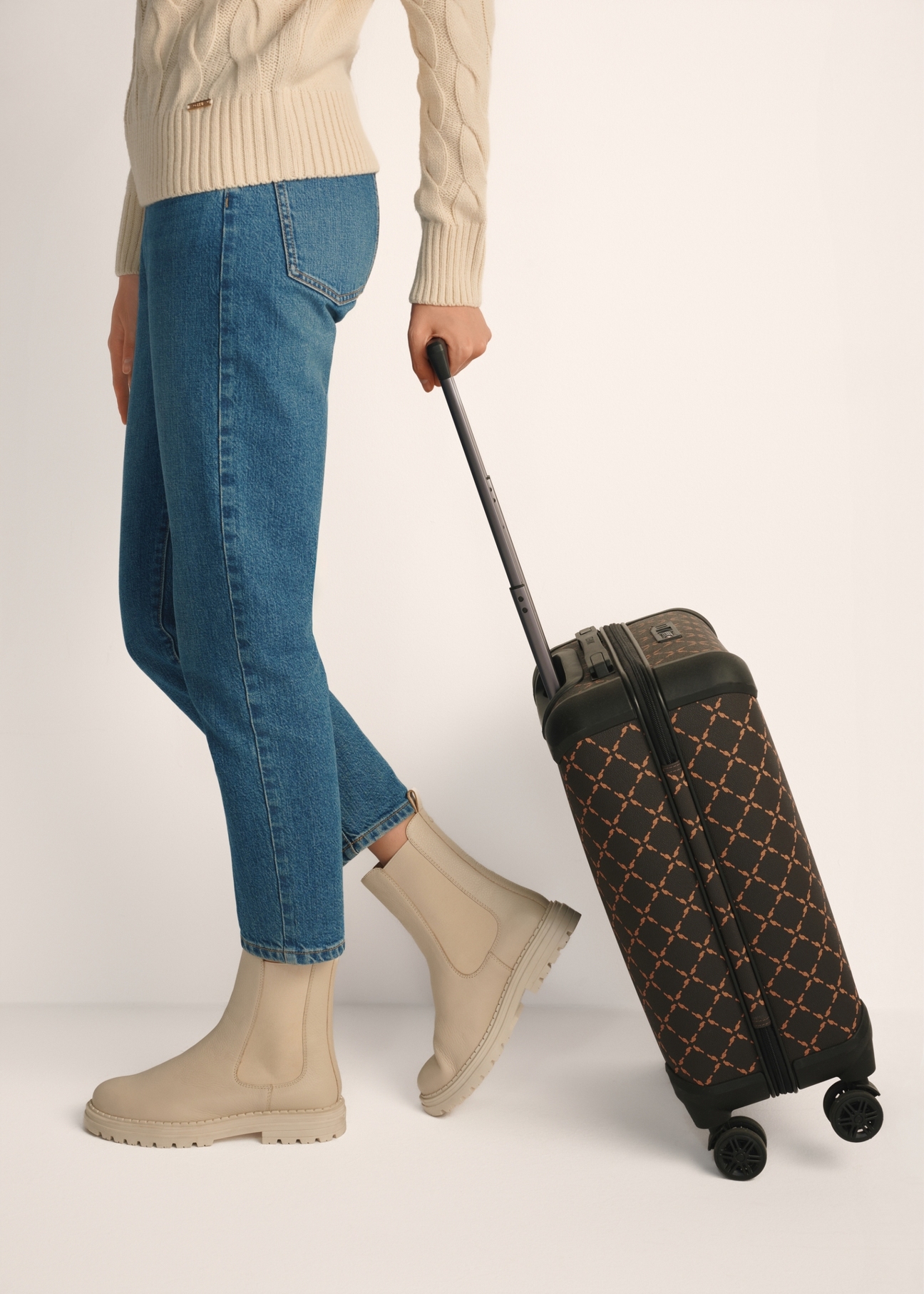 Beige leather women's boots BUTYD-1010A-80(Z25)