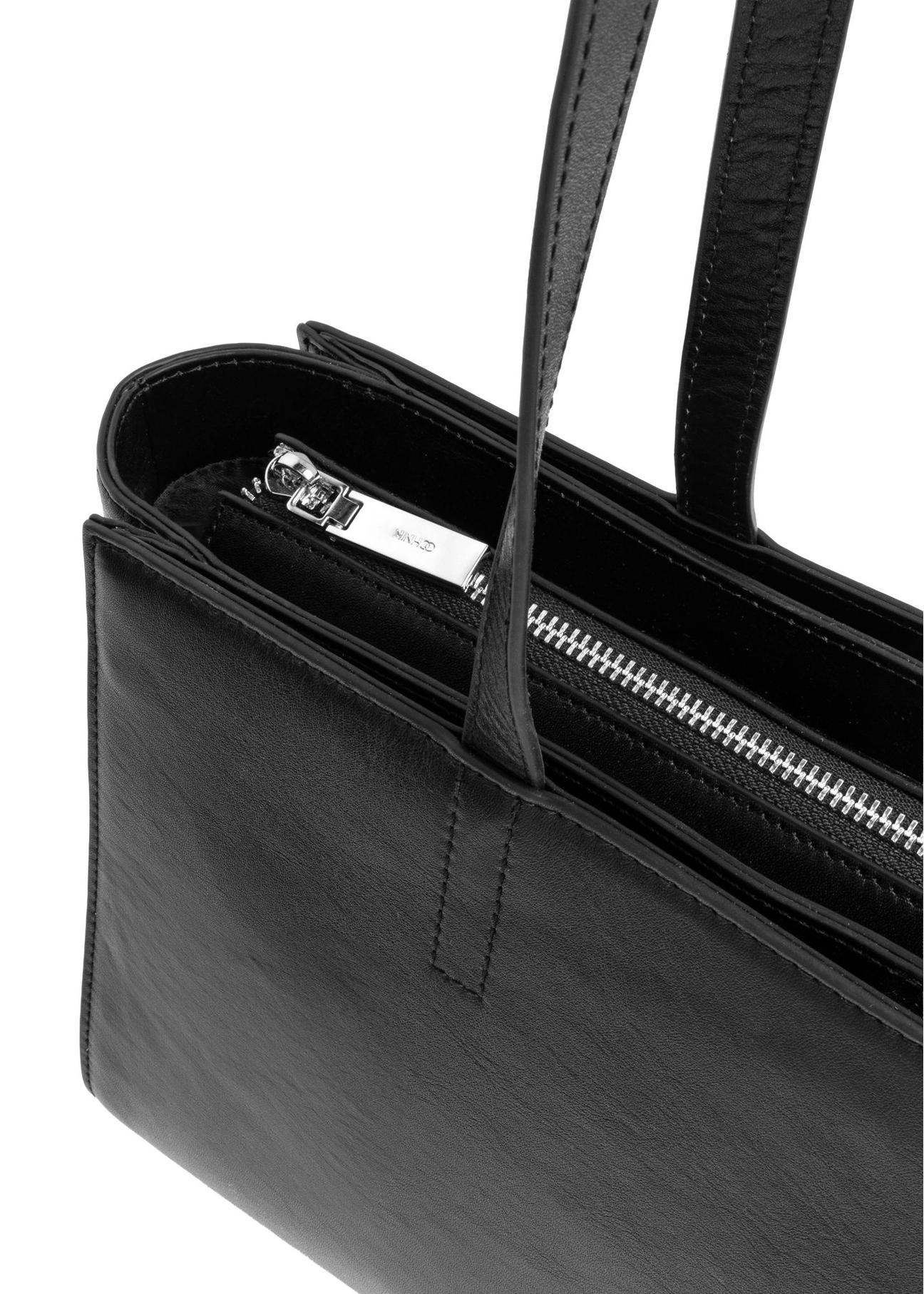 Black leather women's laptop bag TORES-1343-99(Z26) - close-up detail, on white background.