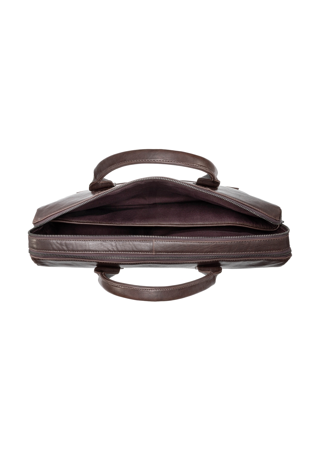 Brown leather men's bag TORMS-0459-89(Z25), product view from above on a white background.