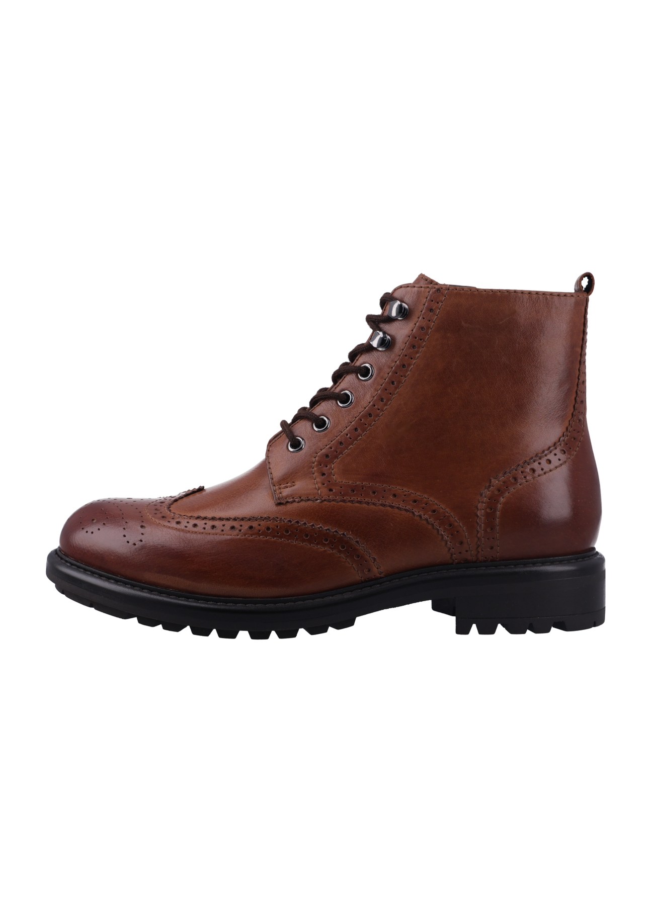 Men's brown leather ankle boots BUTYM-0546-1H(Z26), side view of the product on a white background.