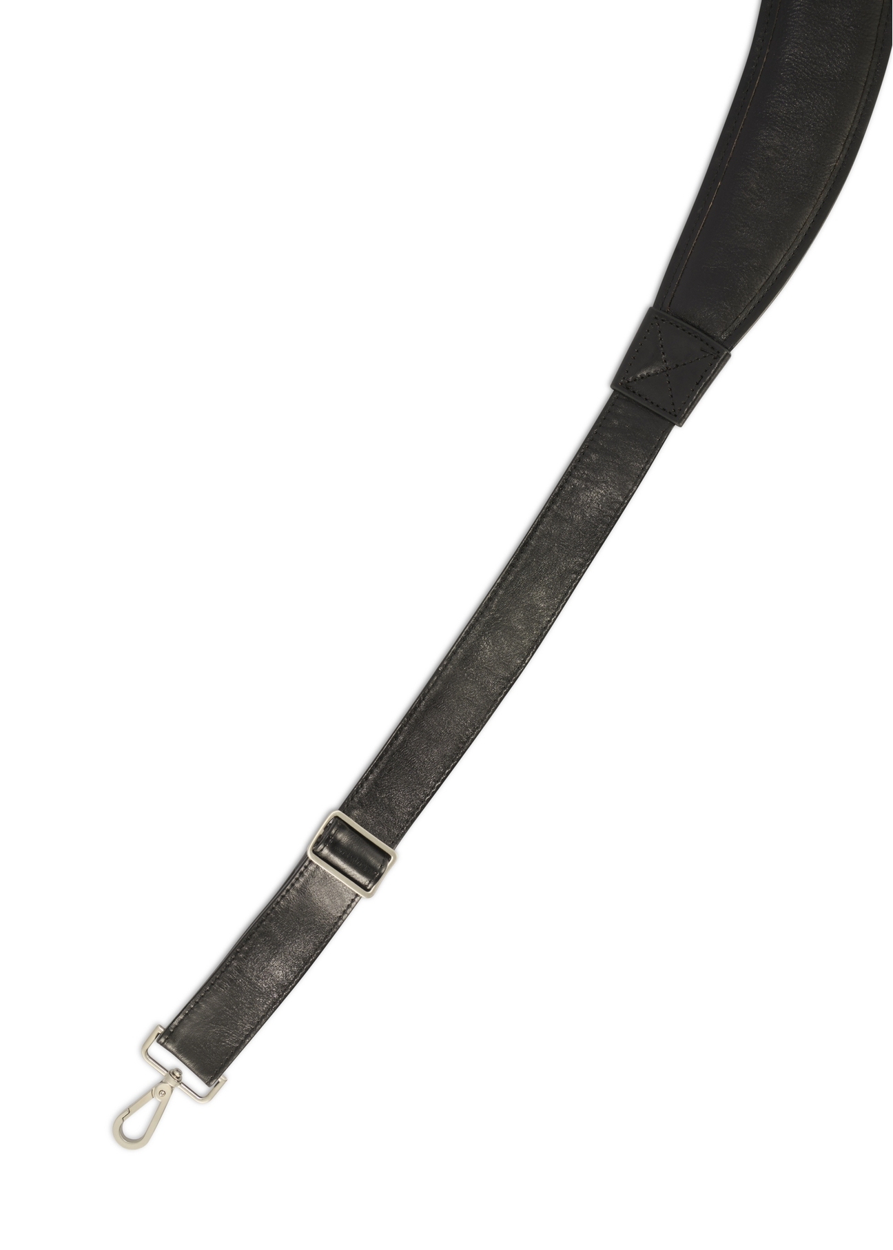 Black leather men's laptop bag TORMS-0482-99(Z25), view of the product strap on a white background.