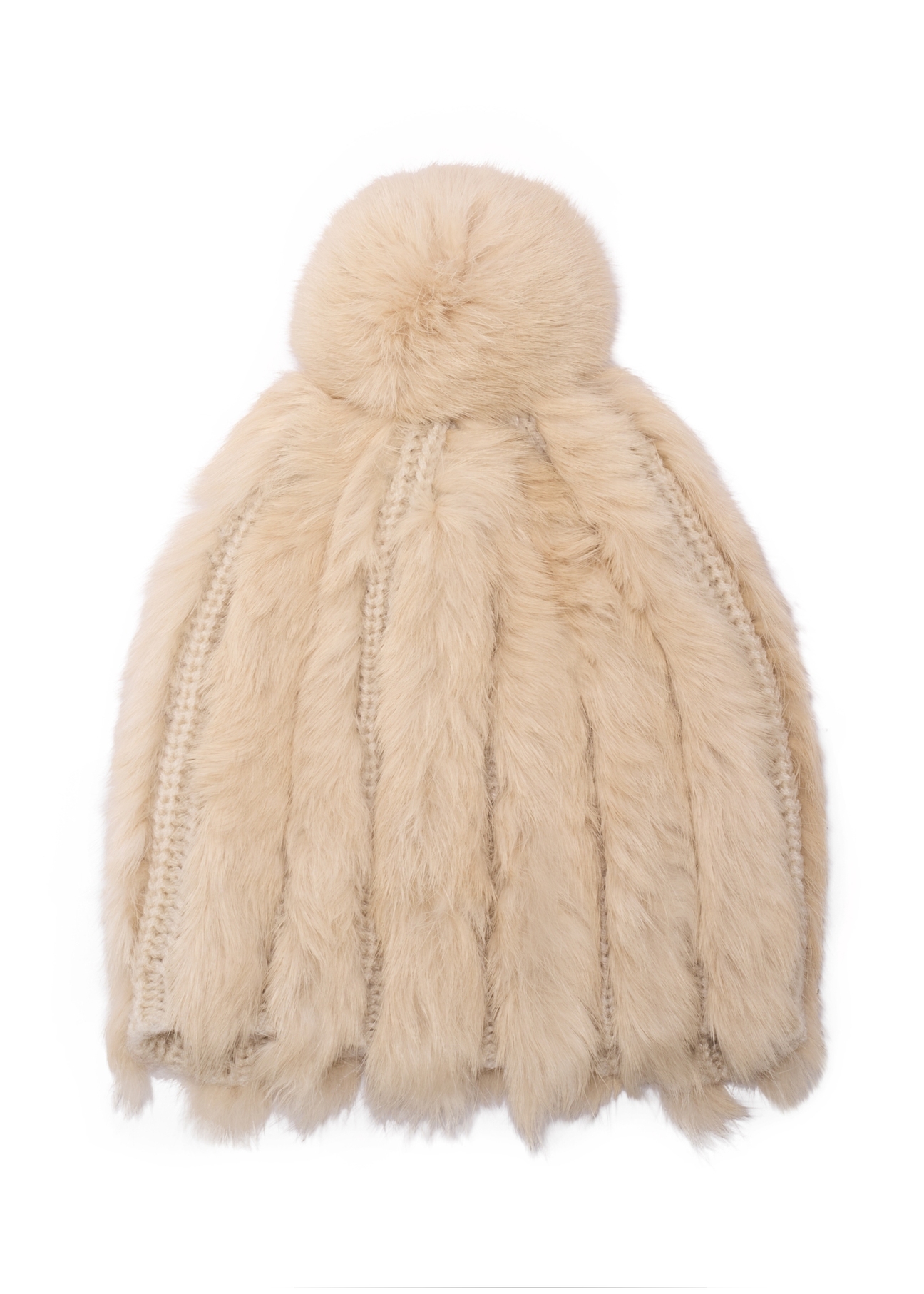 Cream women's fur hat CZADF-0034-16(Z26), front view of the product on a white background.
