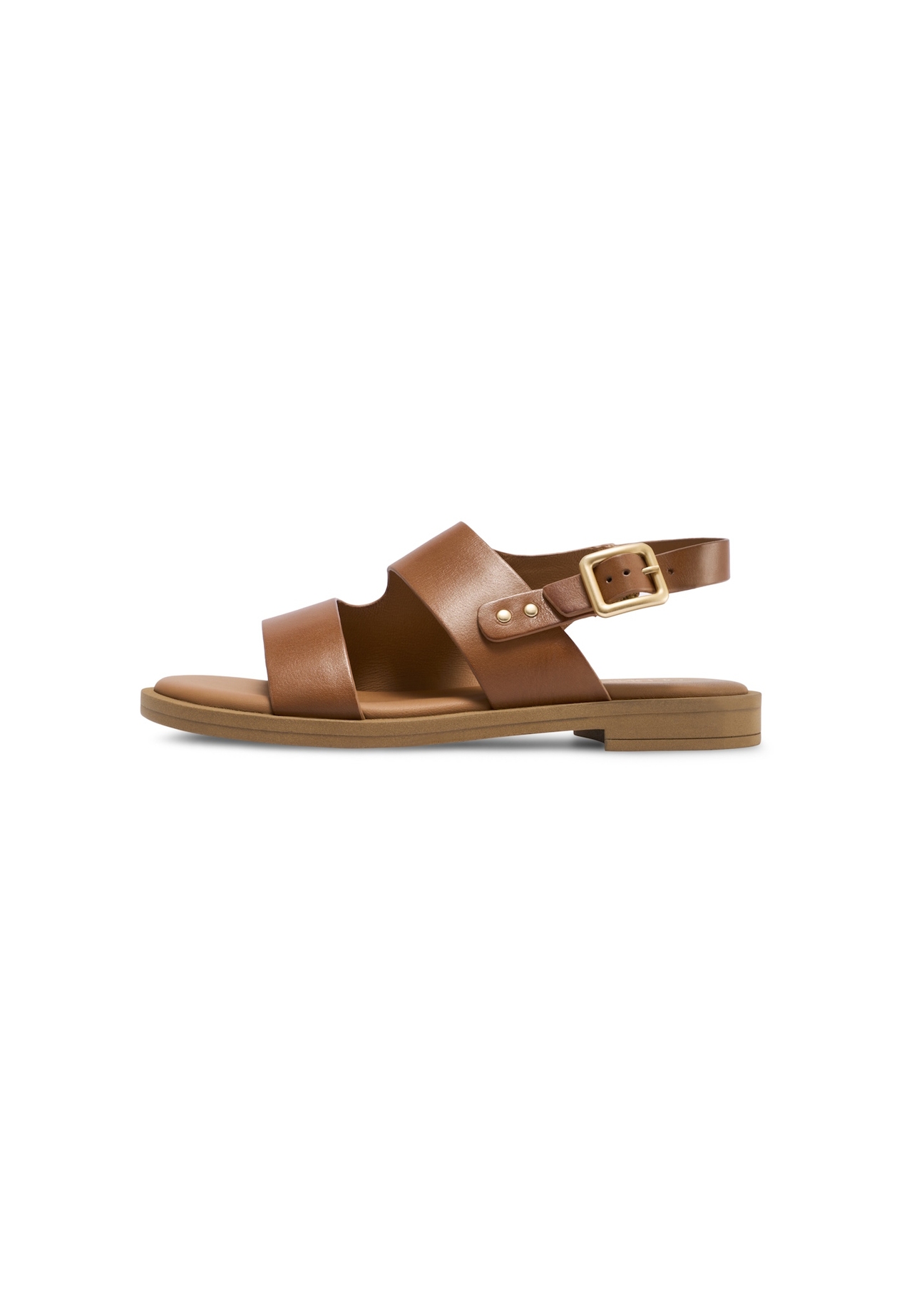 Women's leather sandals in cognac color BUTYD-1264-1F(W26), side view of the product on a white background.
