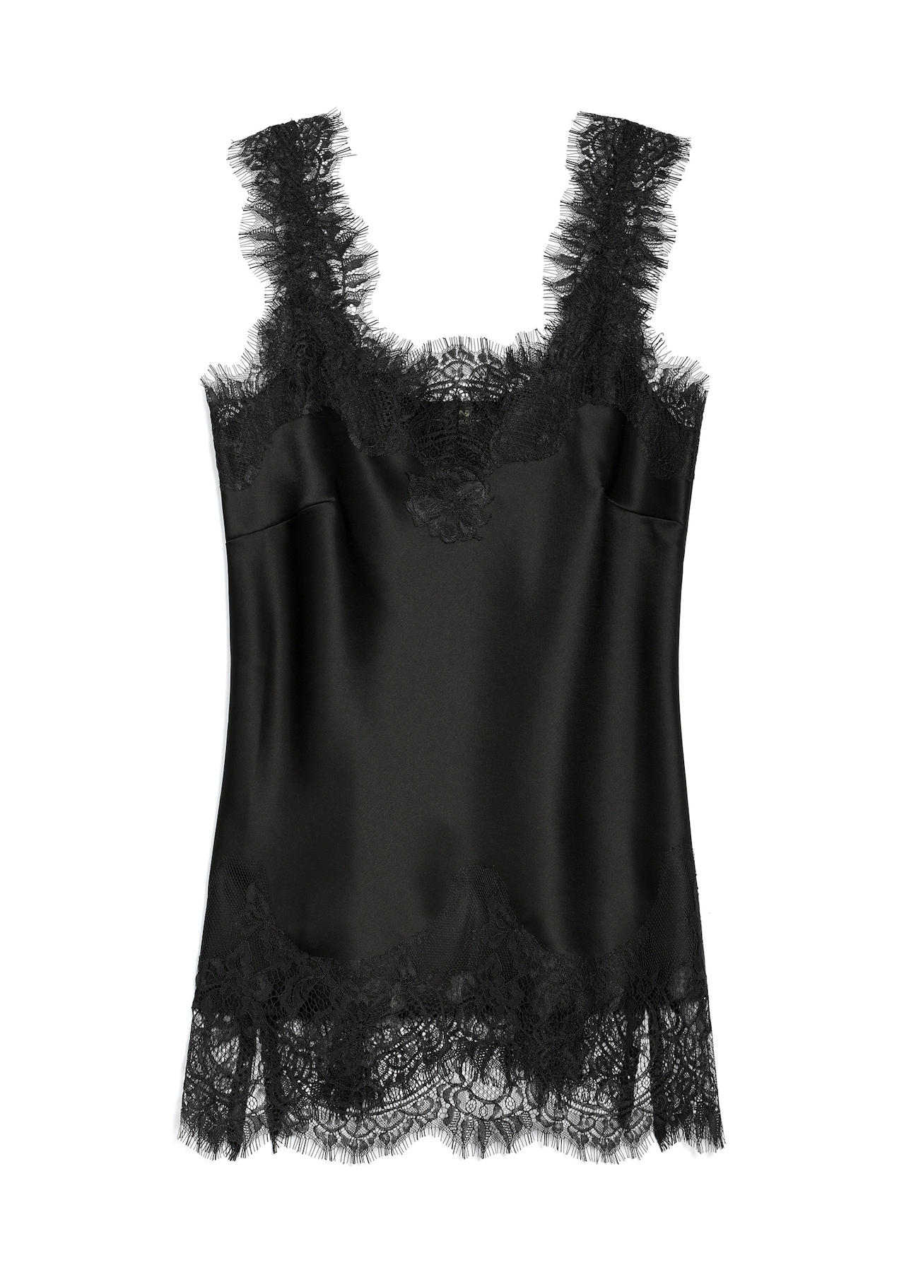 Black women's blouse with straps and lace decoration BLUDT-0215-99(Z26), front product view on a white background.
