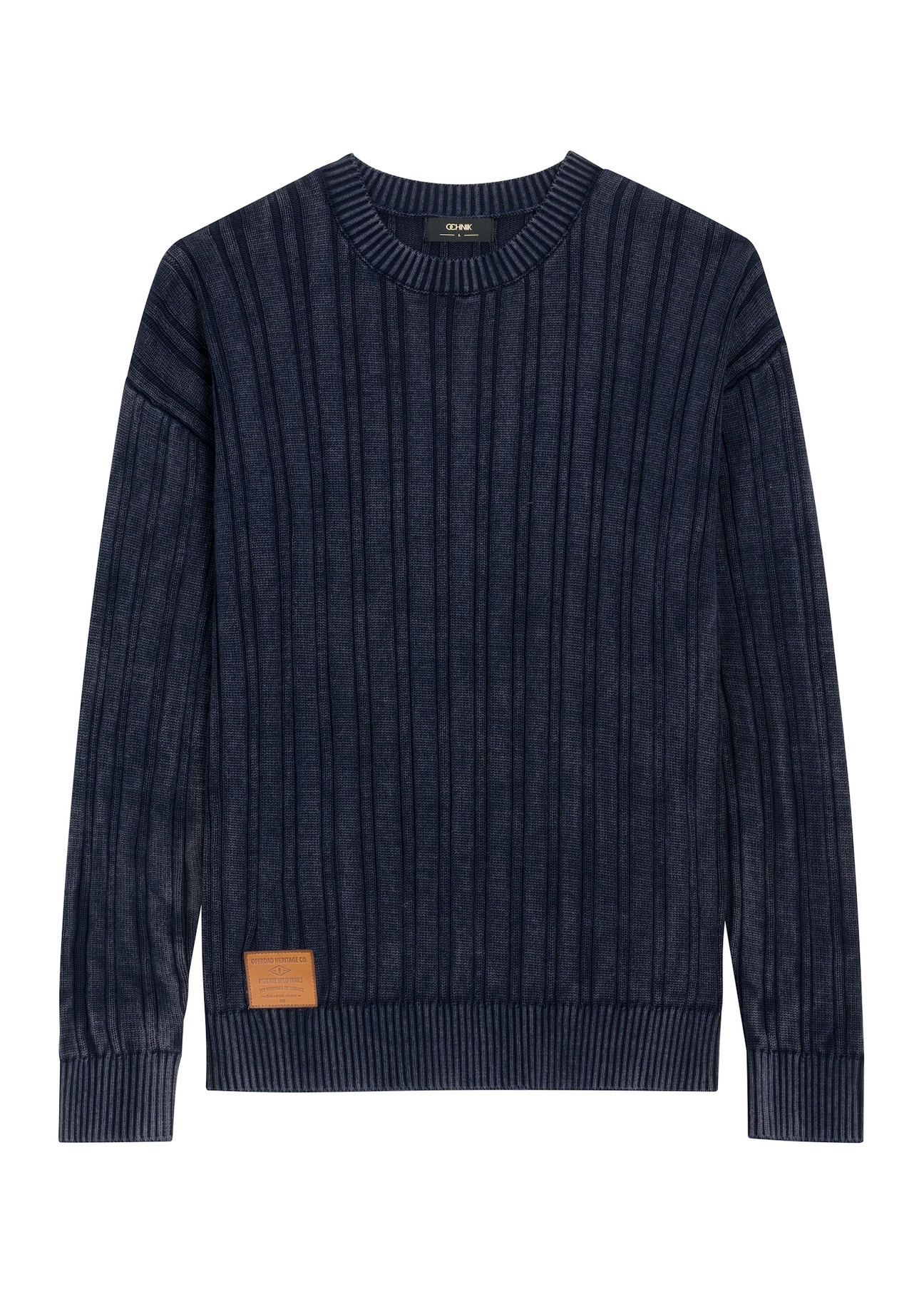 Navy blue cotton men's sweater SWEMT-0211-7E(Z26), front product view on white background.