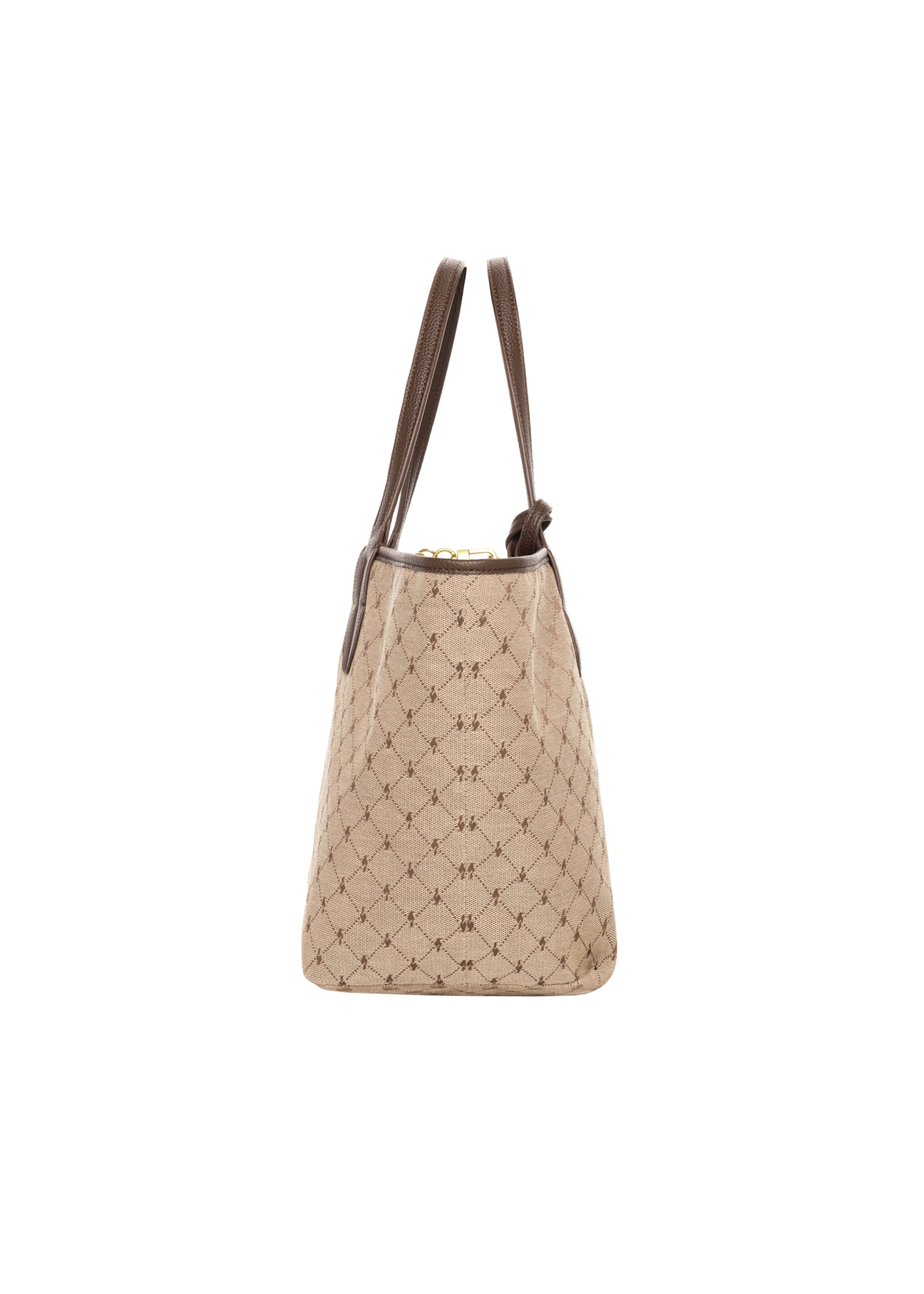 Reversible women's handbag with monogram TOREN-0359-1B(Z26), side view of the product on a white background.