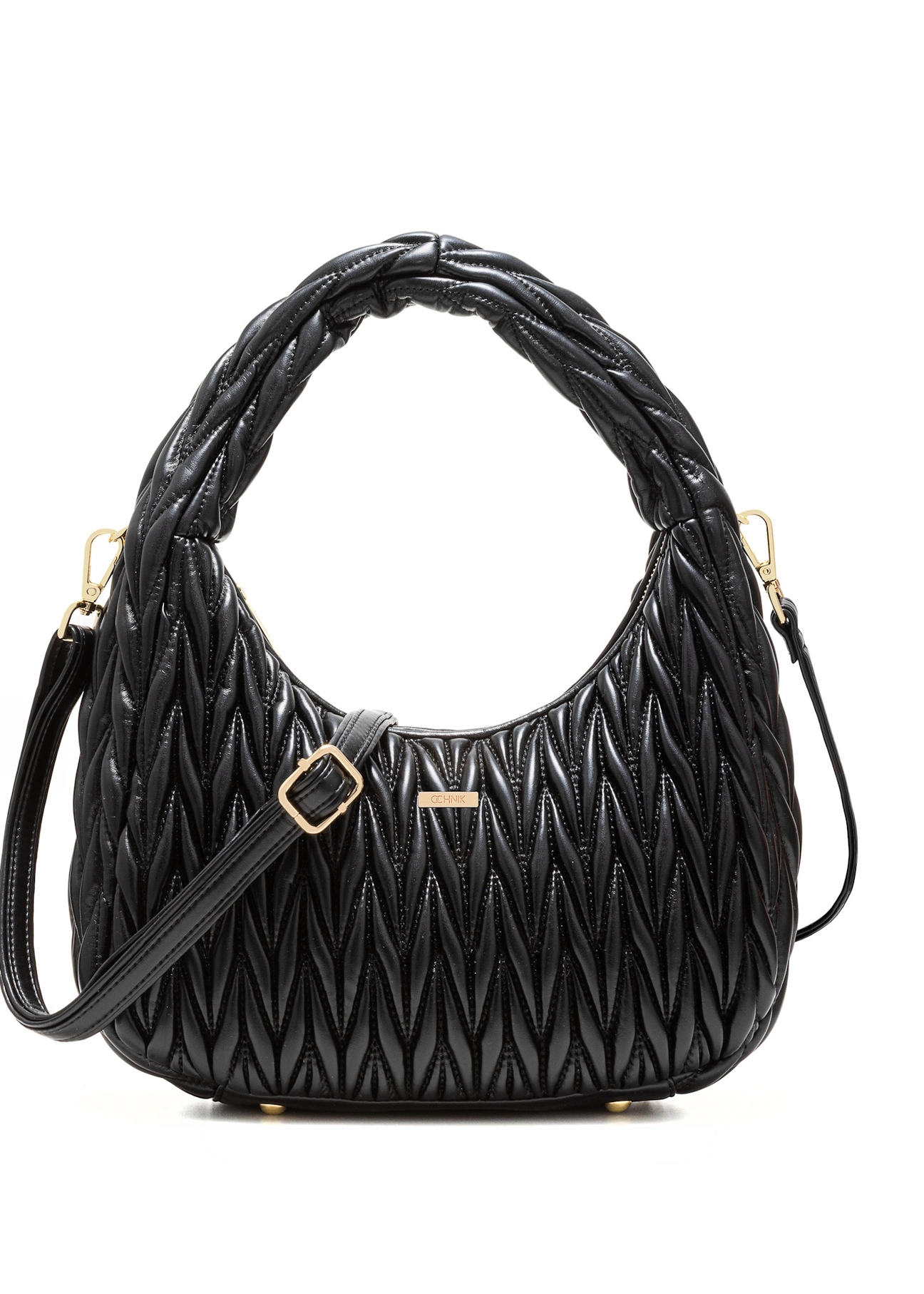 Black women's shoulder bag TOREC-1101-99(Z25), front product view on white background.