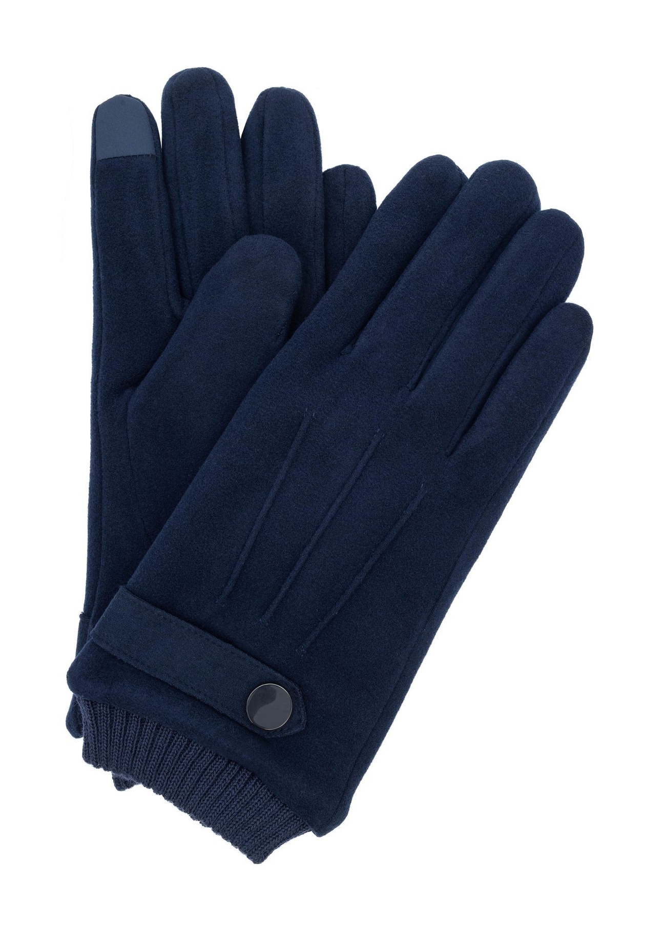 Navy blue insulated men's gloves REKMT-0004-7D(Z26) - product view from above, on a white background.