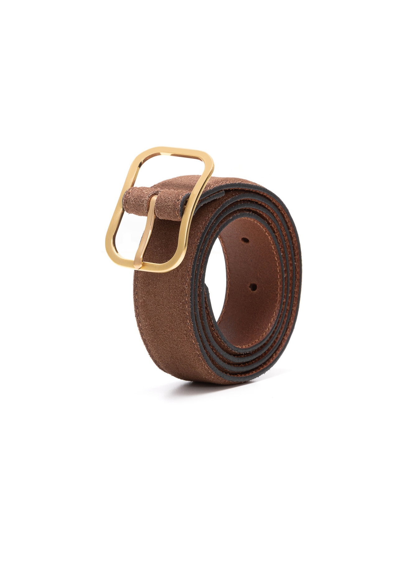 Brown leather women's belt PASDS-0317-89(Z25), diagonal product view on white background.