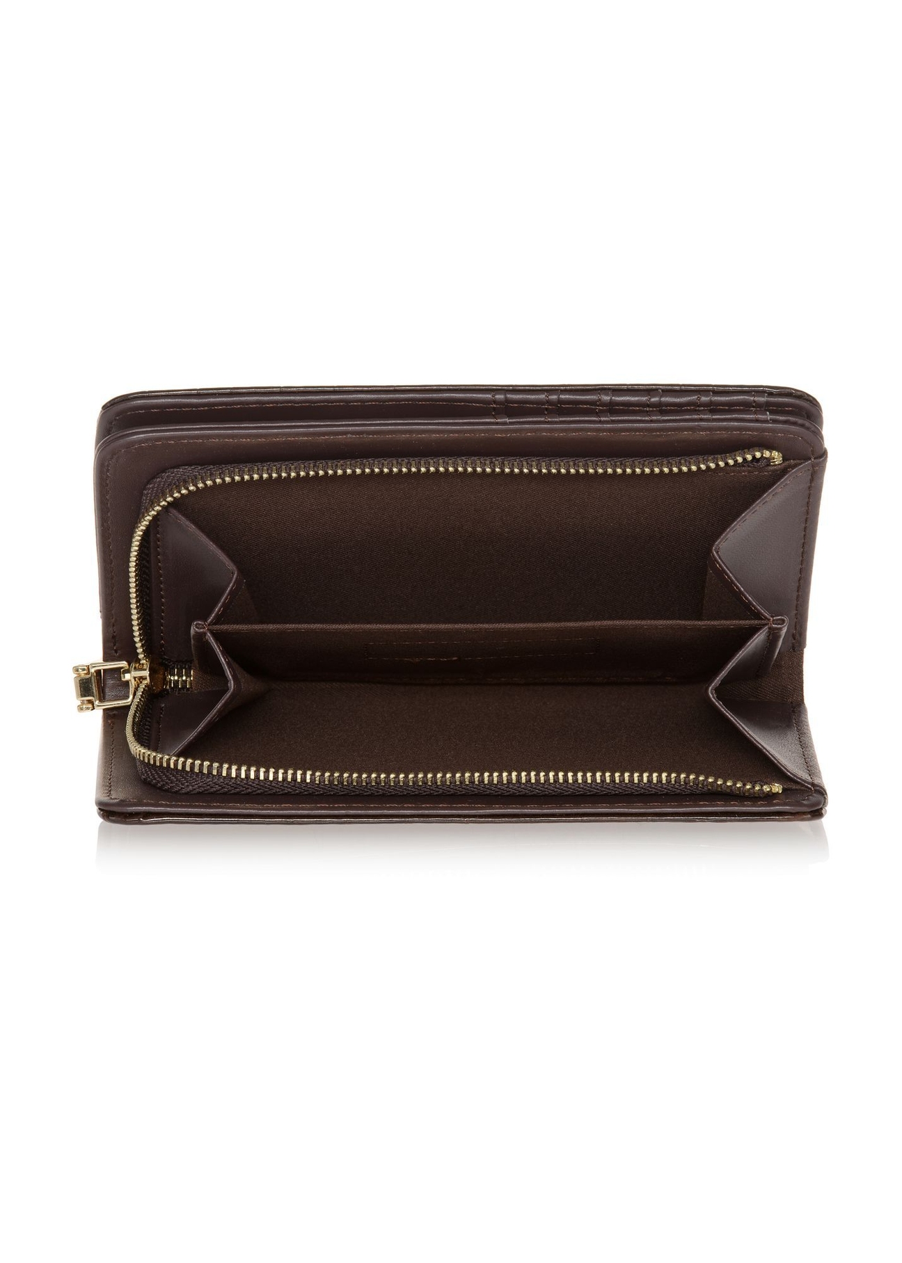 Brown women's croco wallet POREC-0353A-90(Z25) - top view of the product on a white background.