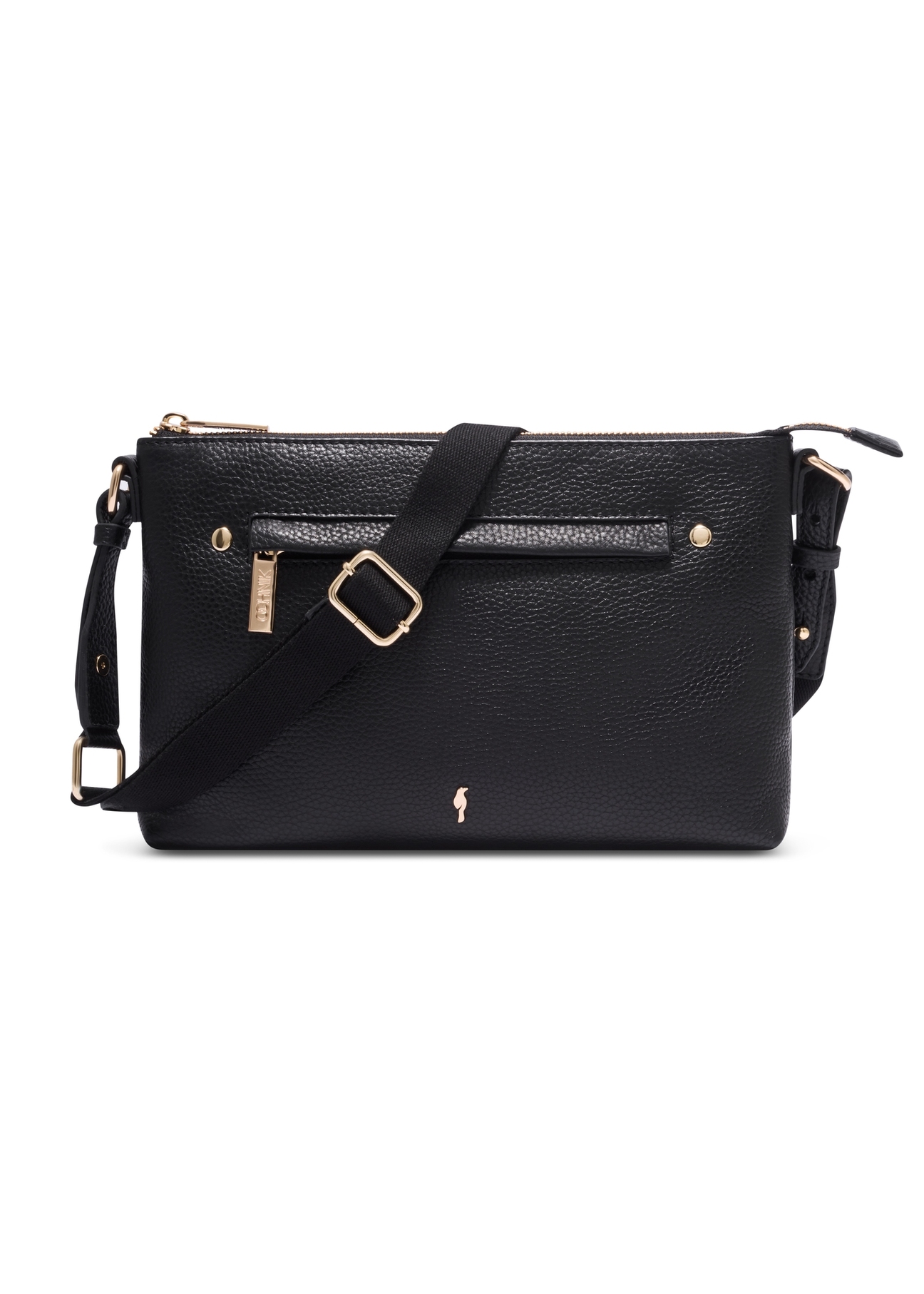 Black women's handbag made of natural pea leather TORES-1424-9I(Z26), front product view on a white background.