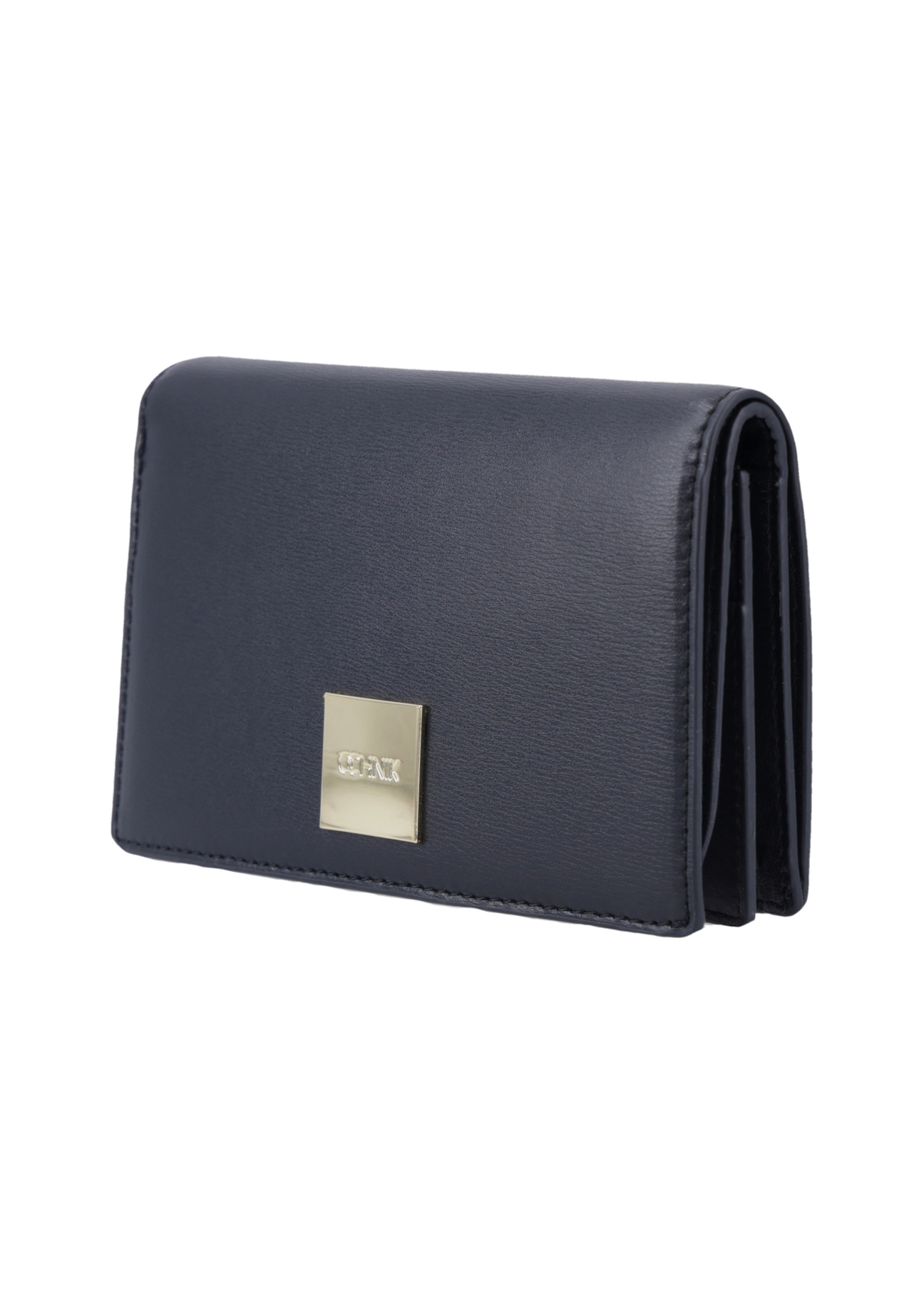 Black large leather women's wallet PORES-1011-99(Z26) - diagonal view of the product, on a white background.