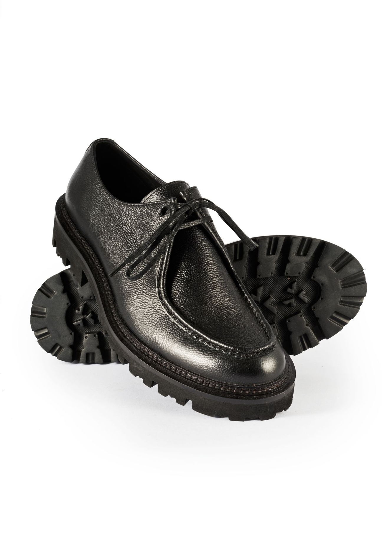 Black men's leather shoes BUTYM-0524-9I(Z26), diagonal product view on white background.
