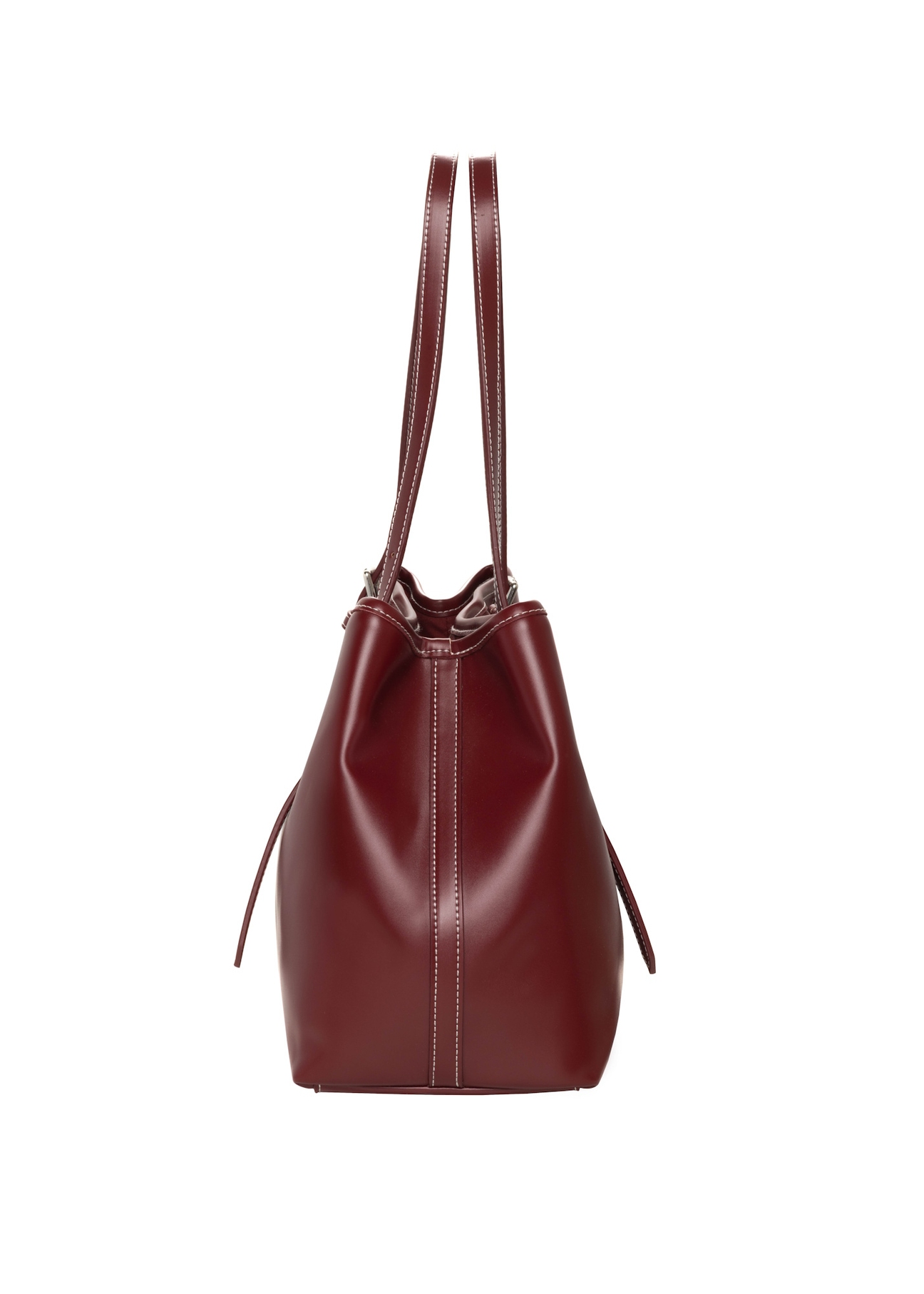 Large burgundy shopper bag TOREC-1381-4C(Z26), side view on a white background.