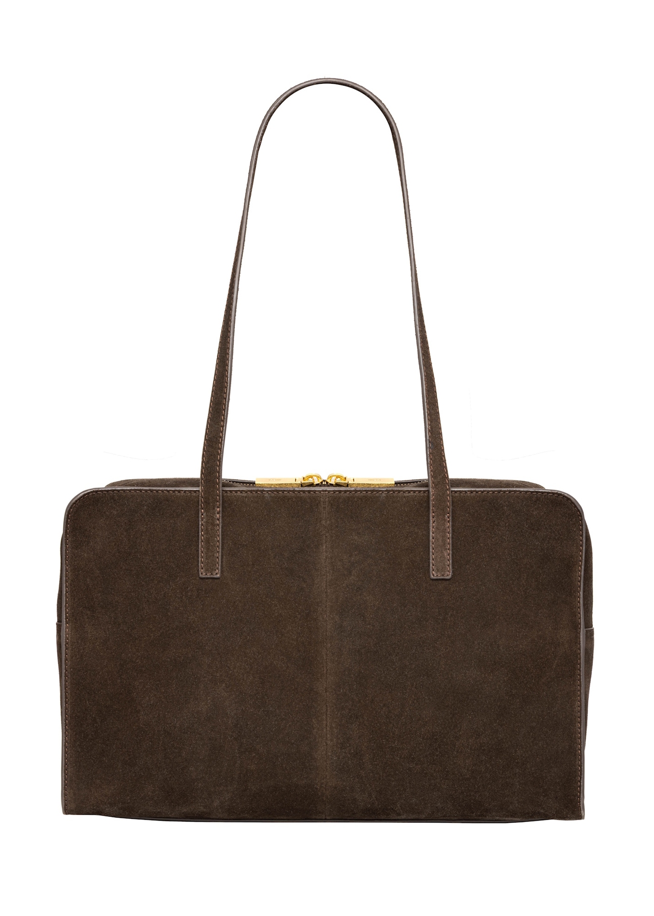 Brown suede women's shoulder bag TORES-1423-1I(Z26), product view from the back on a white background.