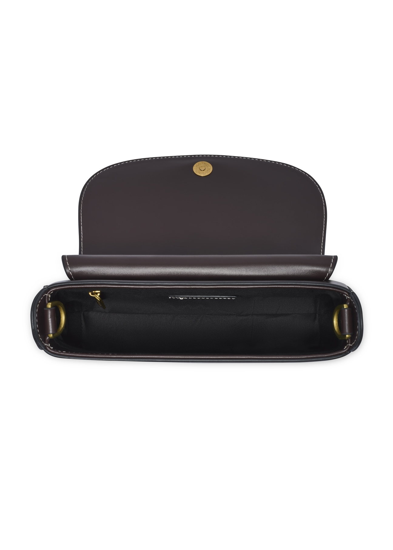 Brown women's handbag with stitching TOREC-1380-1H(Z26), product view inside on white background.