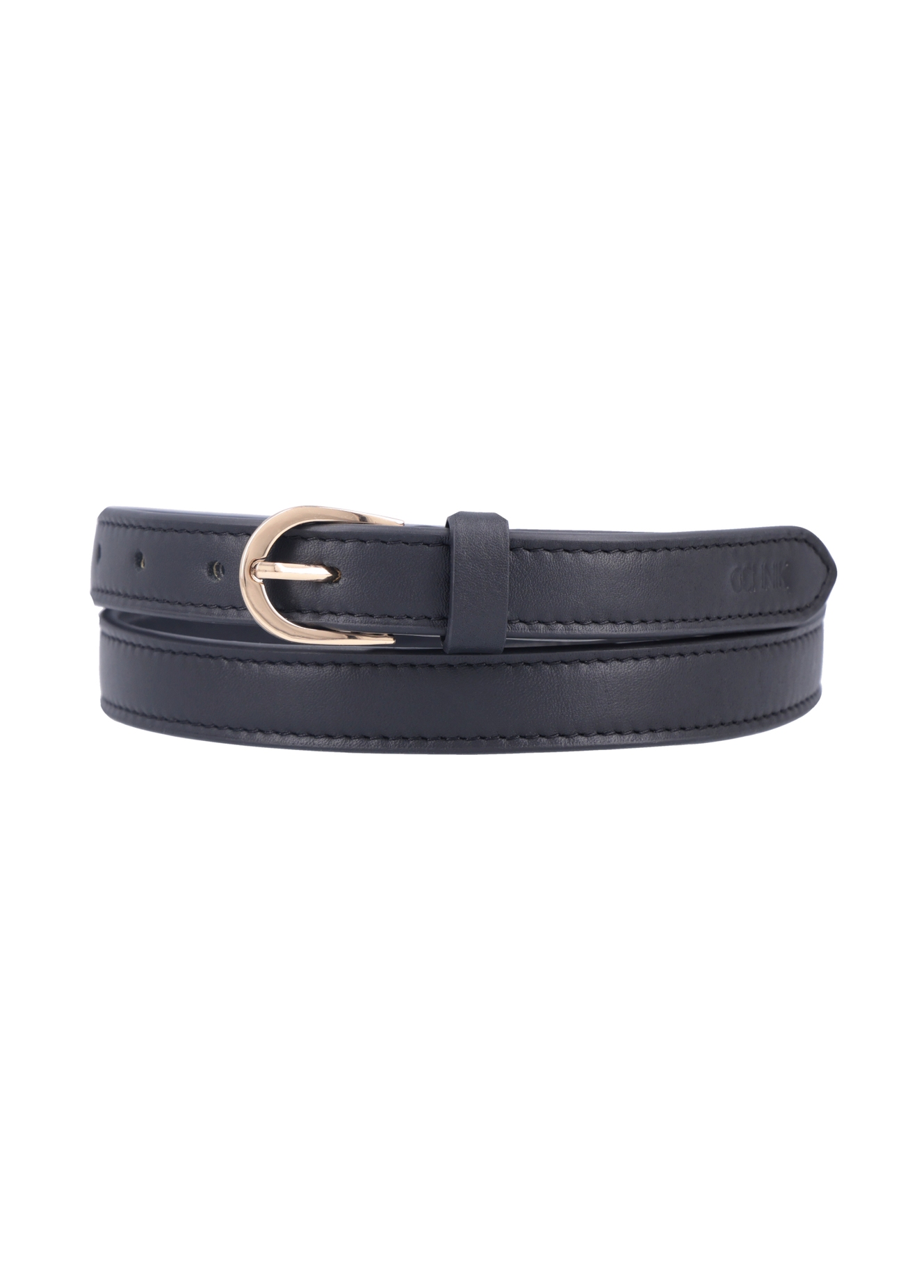 Black leather women's belt PASDS-0344-99(Z26), front product view on white background.