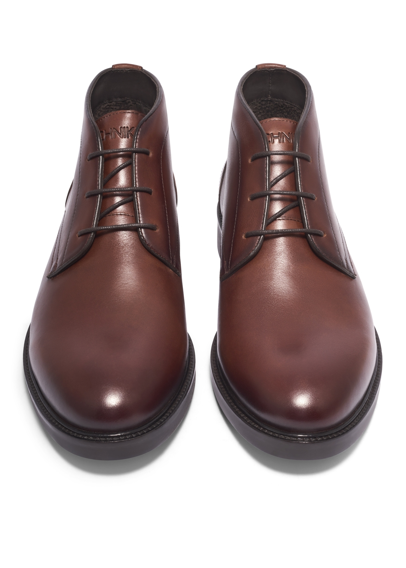 Men's brown leather ankle boots BUTYM-0584-1H(Z26), front product view on white background.