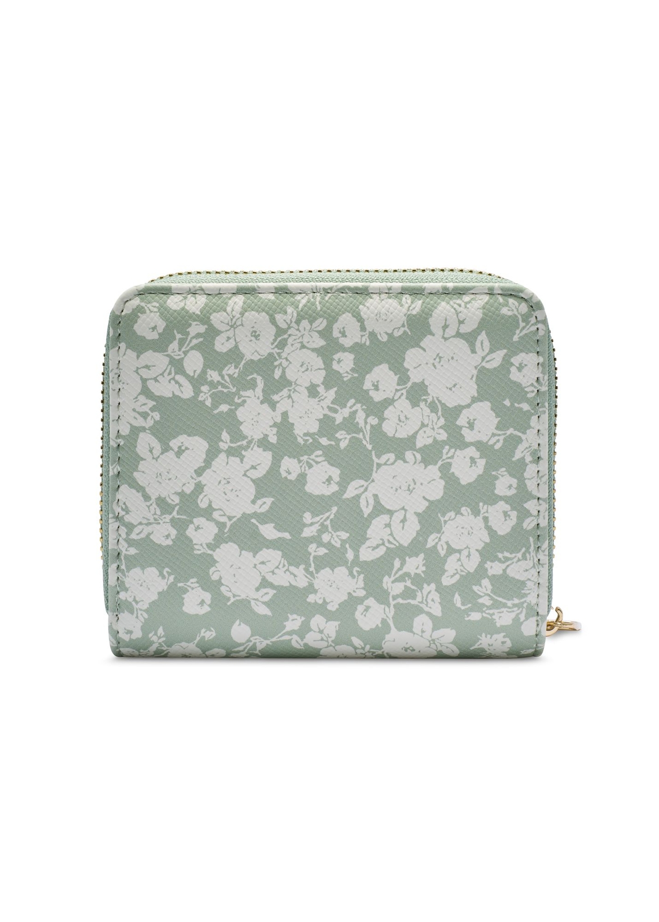 Small sage floral women's wallet POREC-0366-8P(W26) - product view from the back, on a white background.