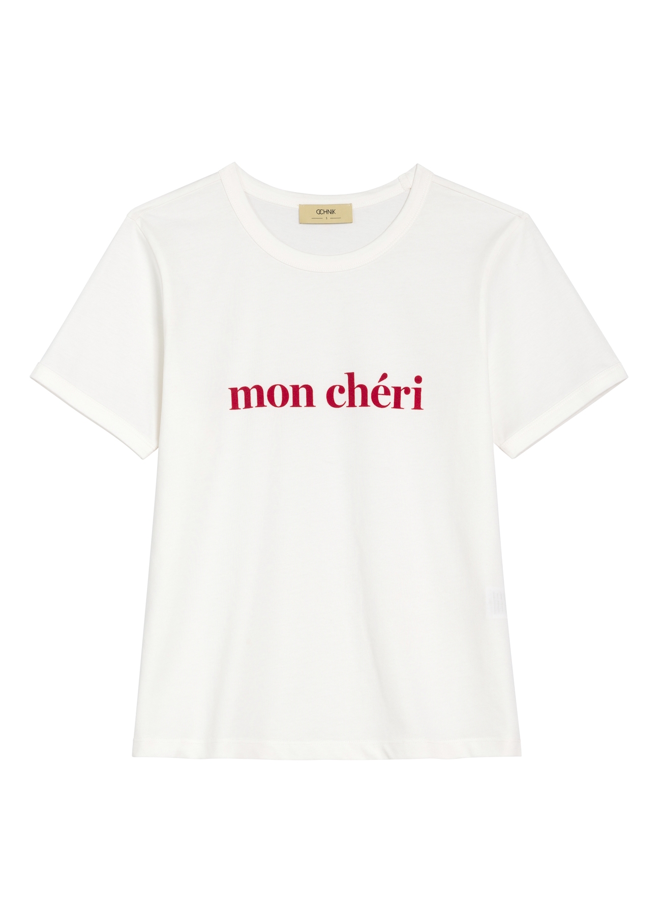 White women's T-shirt with print TSHDT-0152-0B(W26) - front product view, on white background.