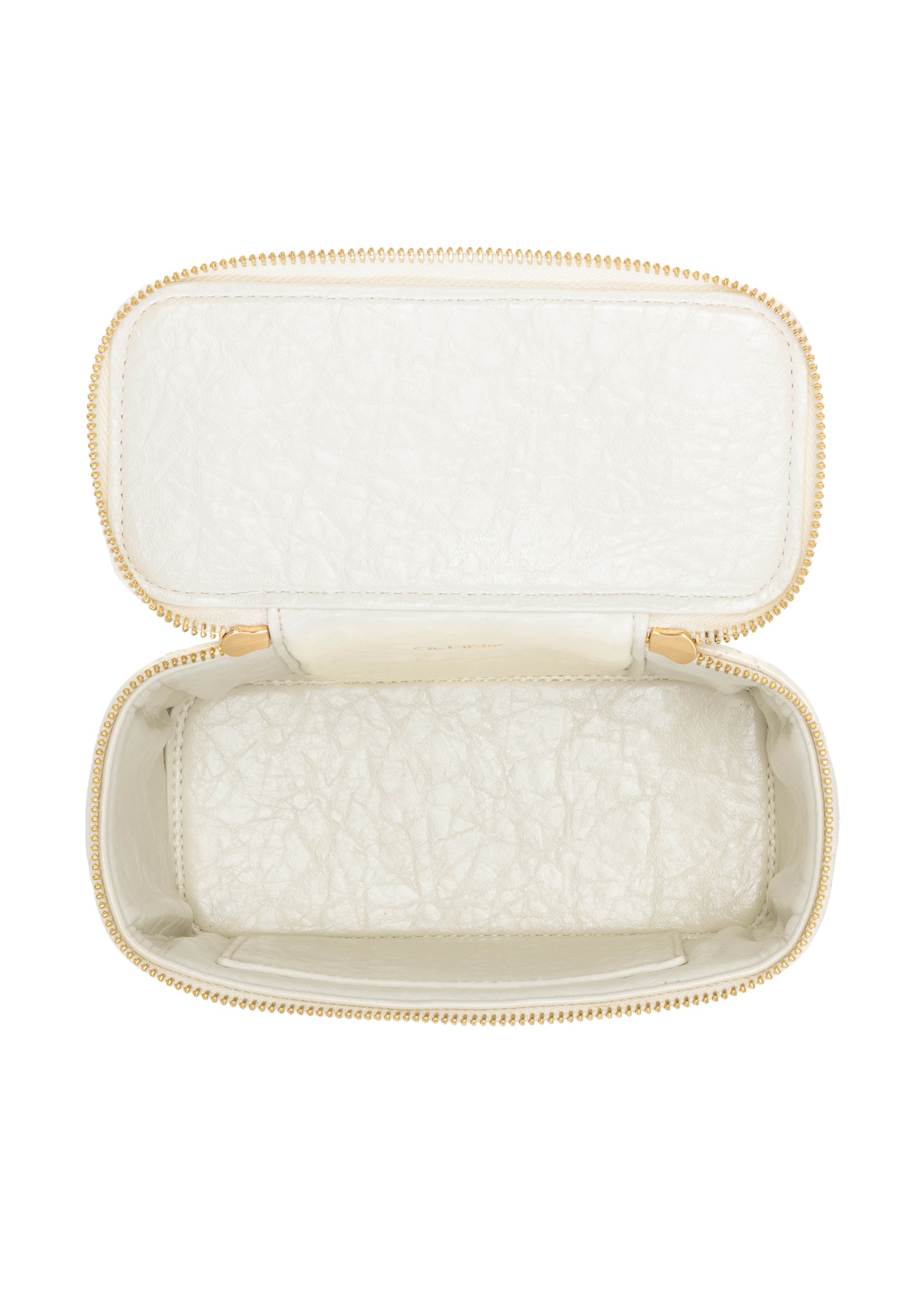 Cream women's cosmetic bag TOREC-1197-0A(W26), product view inside on white background.