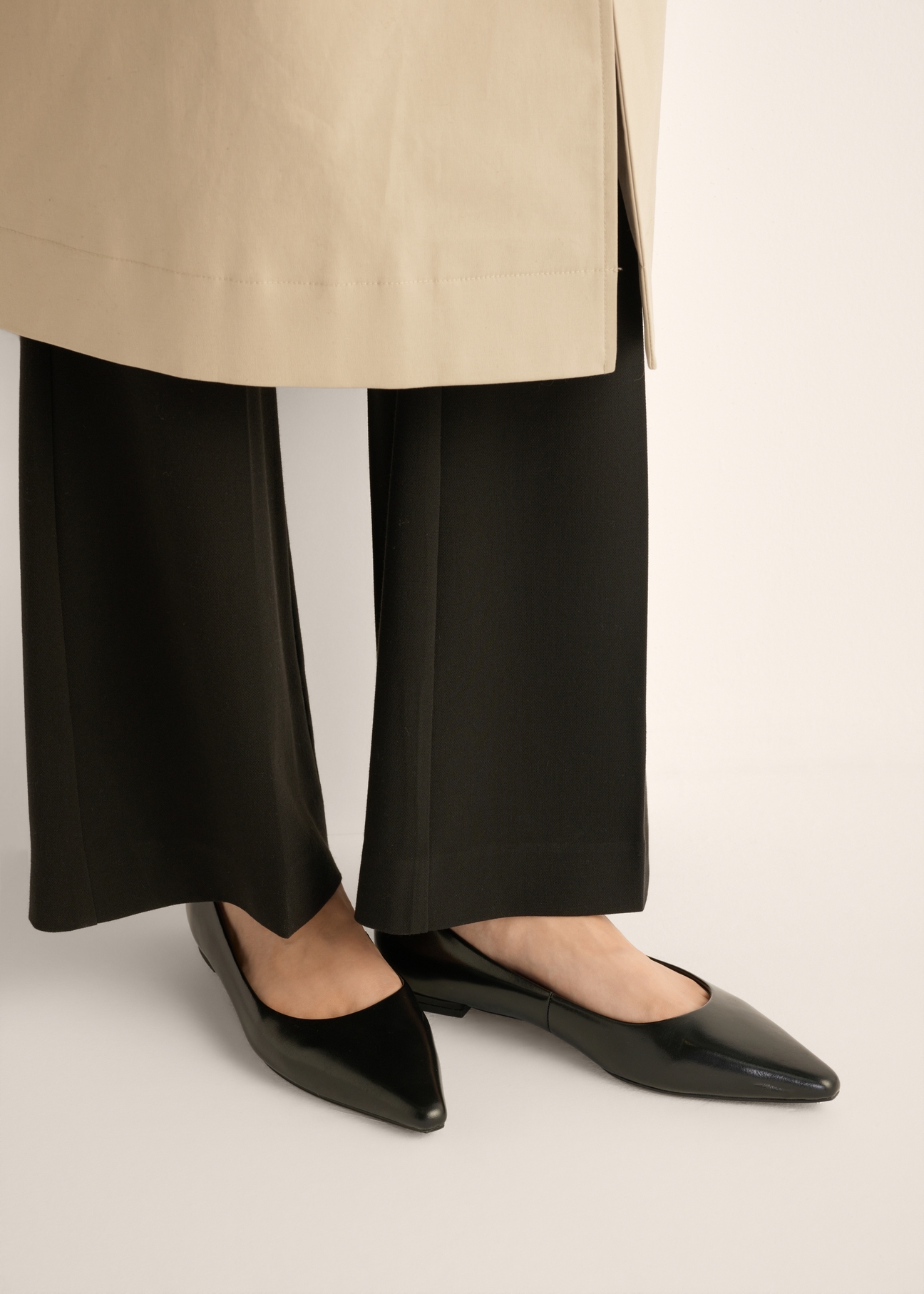 Women's black leather ballerinas BUTYD-1308-99(Z26)