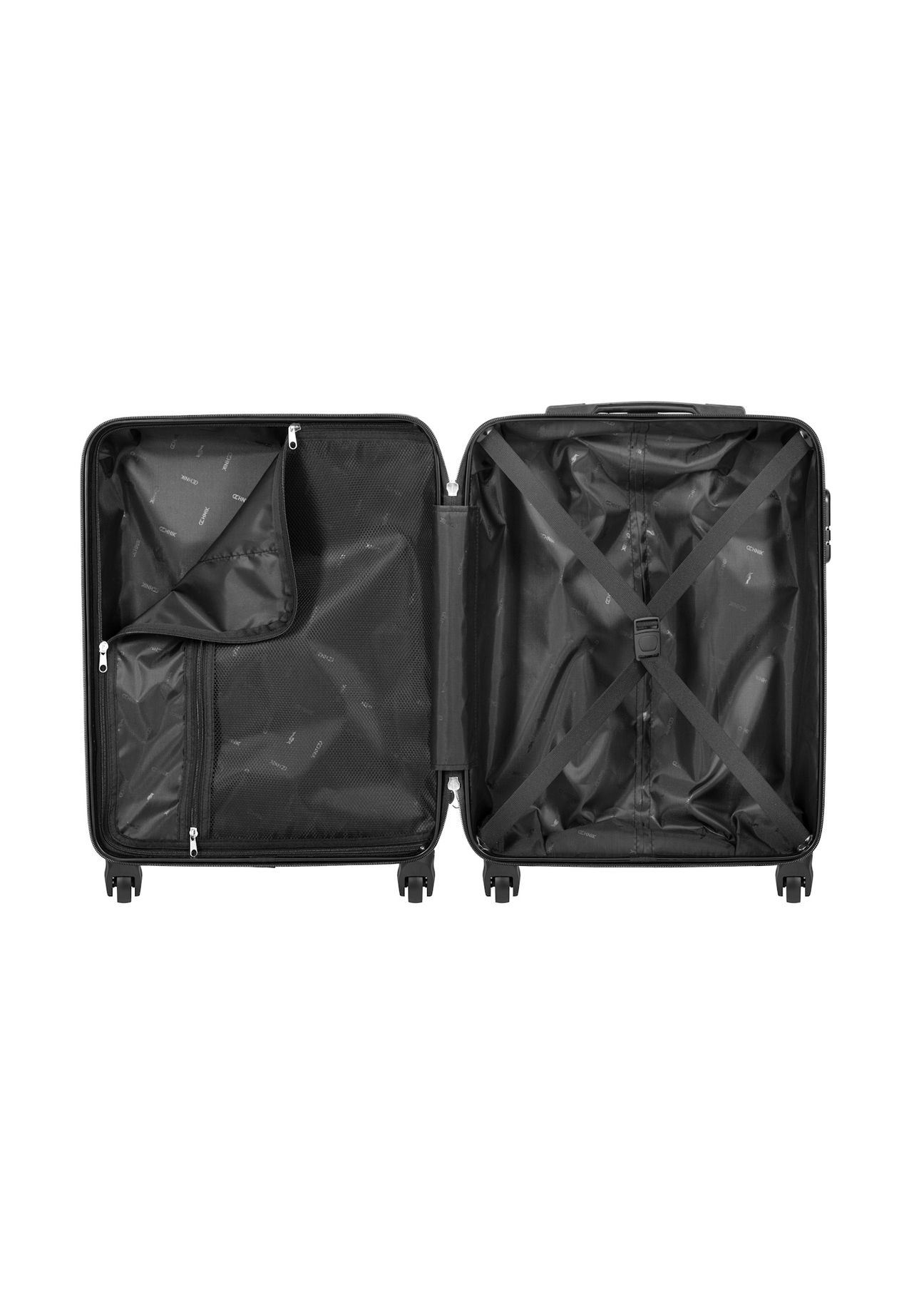 Small suitcase on wheels WALAB-0081-99-19(W26), product view inside on white background.