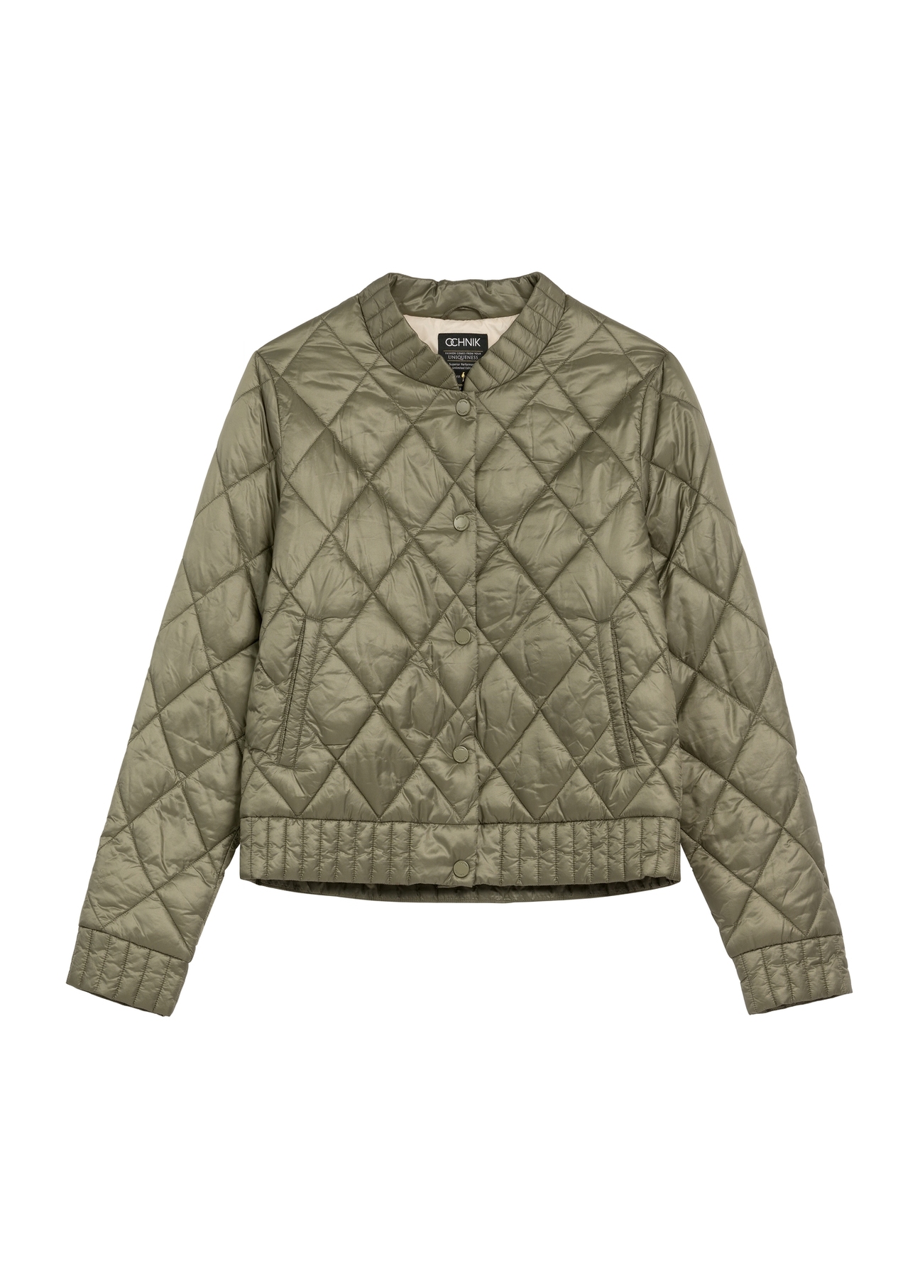 Women's transitional khaki jacket KURDT-0564A-55(W26), front product view on white background.