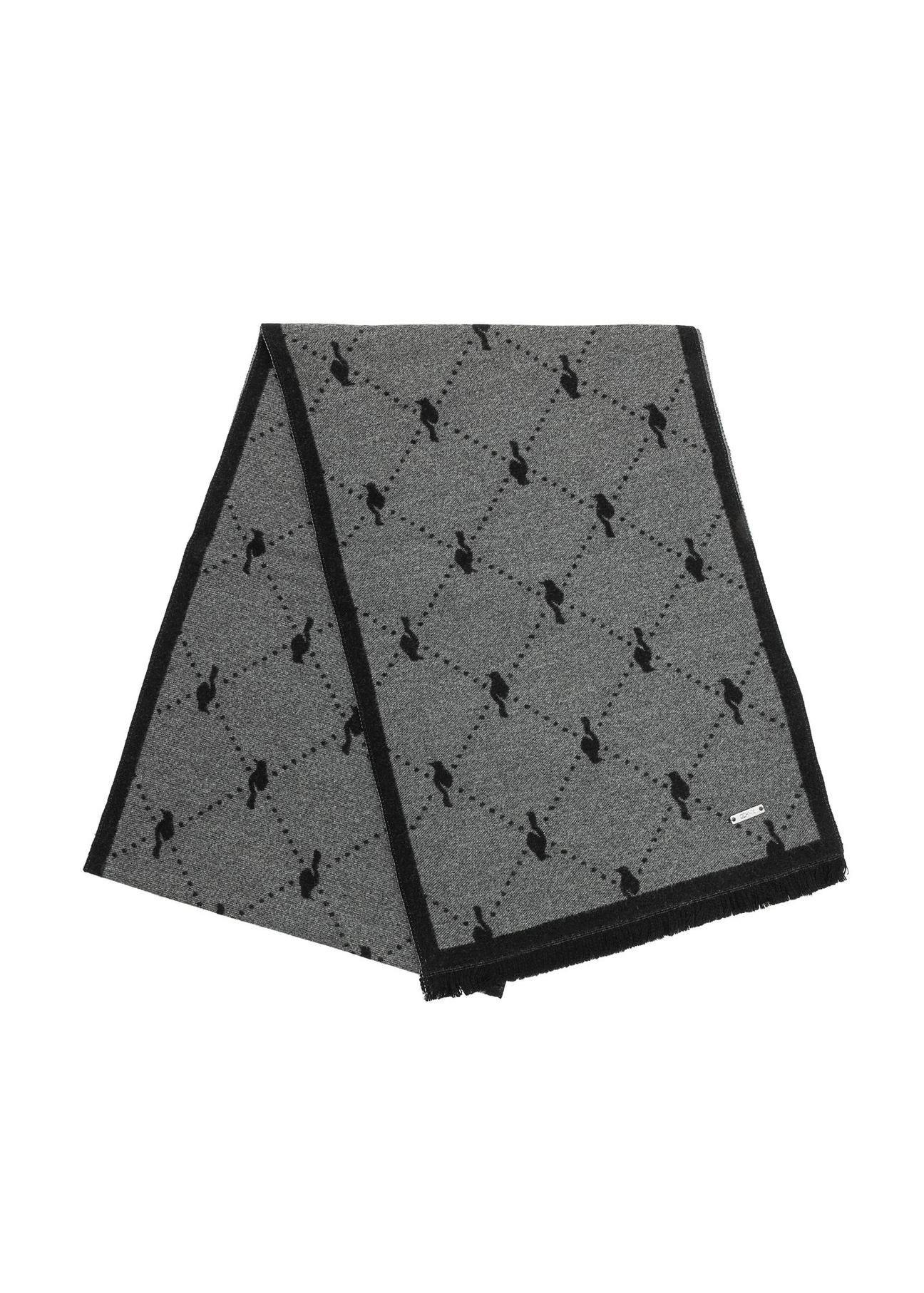 Double-sided gray women's scarf SZADT-0158-95(Z25), view of the folded product on a white background.